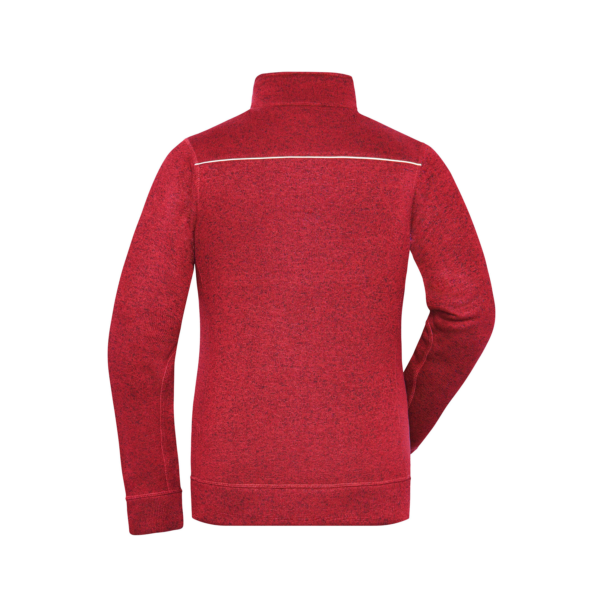 Damen-Strickfleecejacke Solid, rot meliert/schwarz
