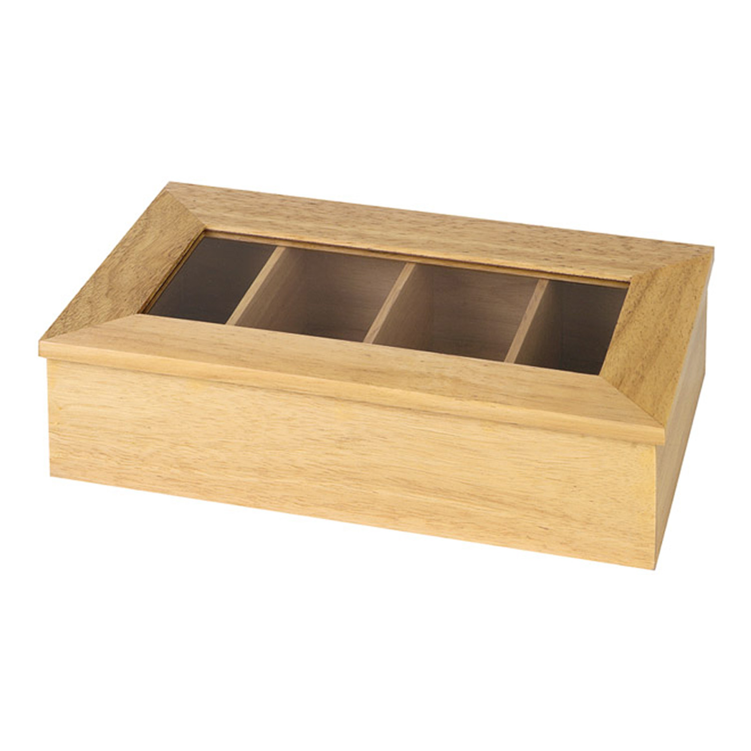 Teebox 35,5 x 20 cm, H: 9 cm Holz, mit Sichtfenster 
