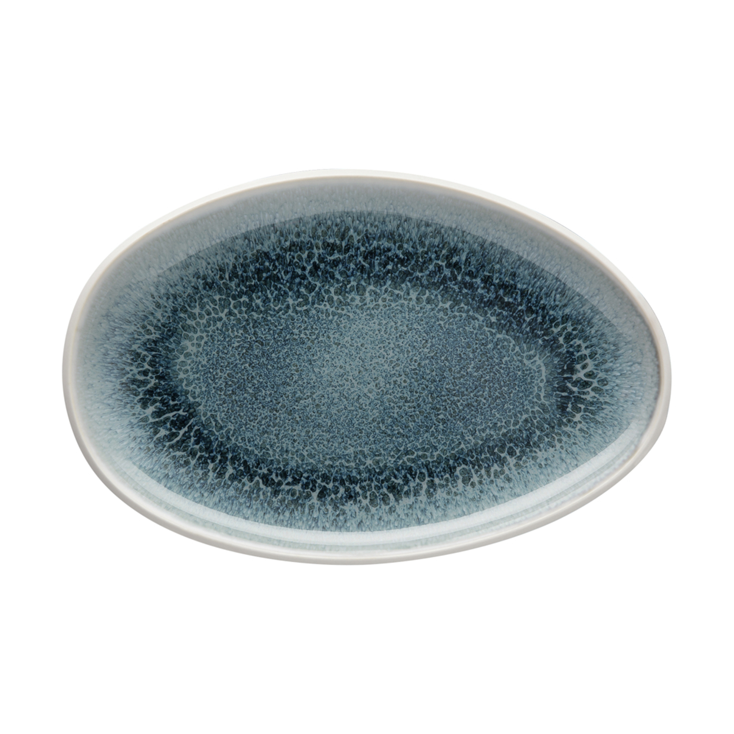 Platte flach oval 25,5 x 16,5 cm, Junto Stoneware Aquamarine