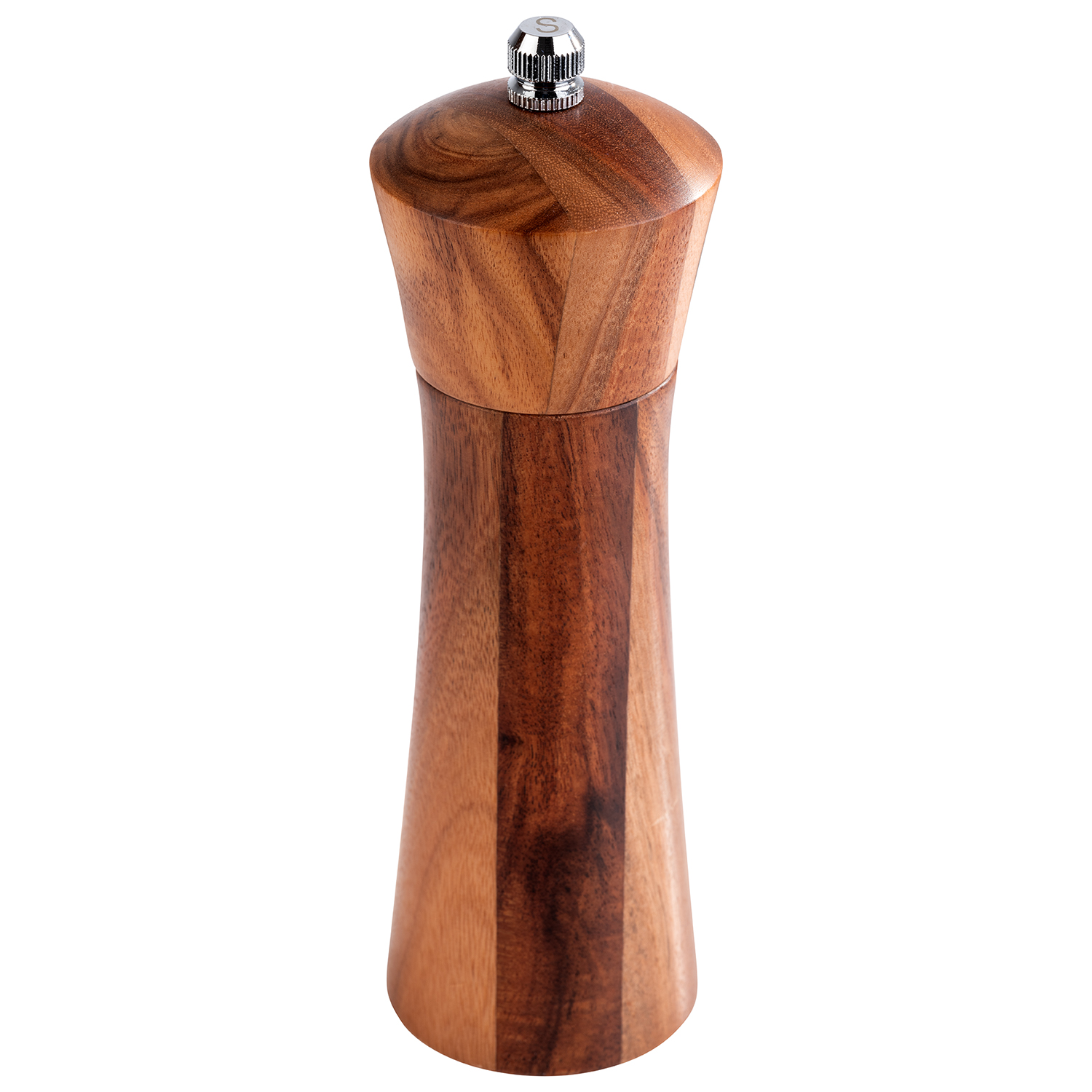 Salzmühle aus Akazienholz Ø 5 cm, H: 17 cm                          