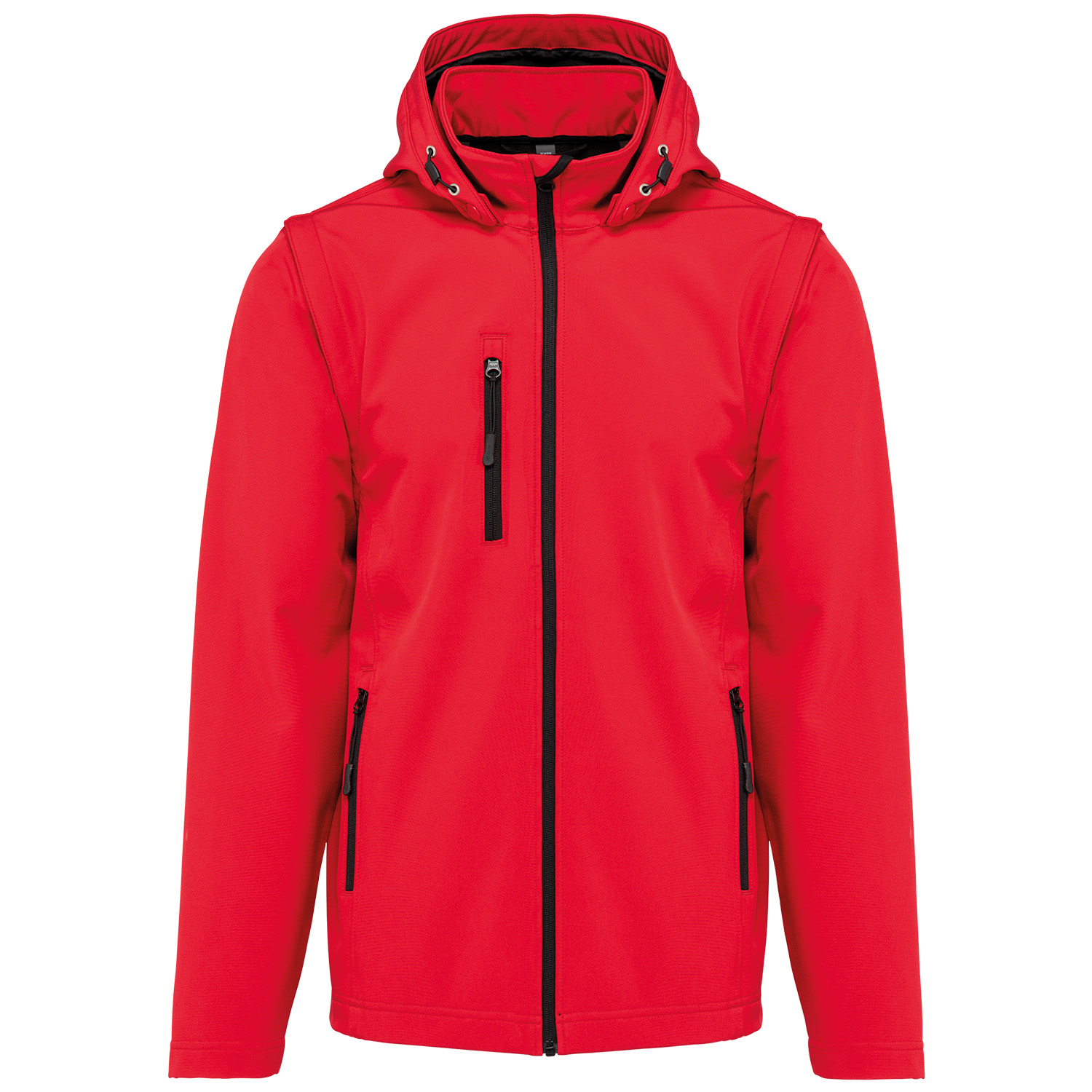 Unisex-Softshell-Jacke, 3-lagig mit Kapuze und abnehmbaren Ärmeln, rot