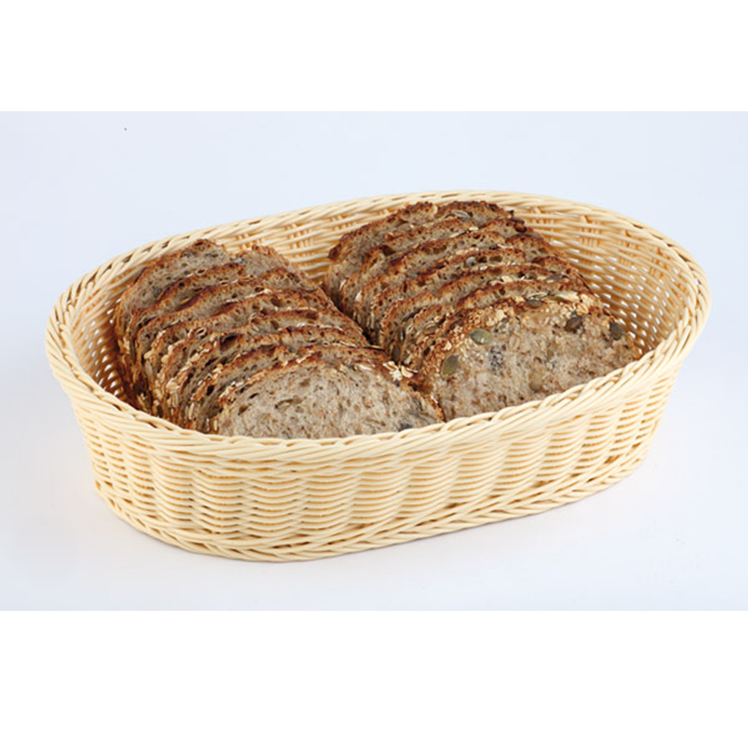 Tisch- und Buffetkorb, oval 28,5 x 17 cm, H: 8,5 cm Polypropylen, hellbraun 