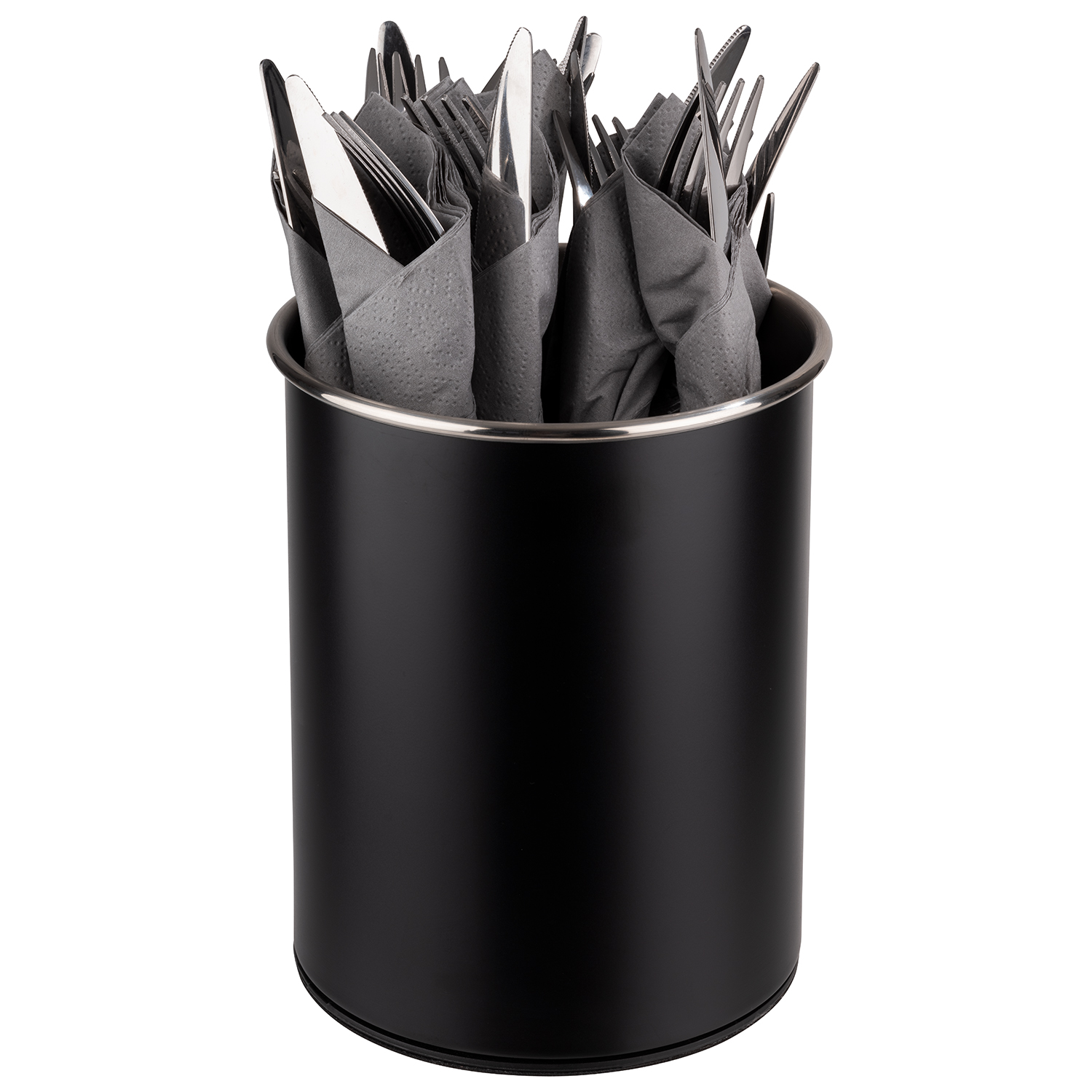 Besteckbehälter, drehbar, ø 13 cm H: 16,5 cm, schwarz Besteckbehälter, drehbar, ø 13 cm H: 16,5 cm, schwarz