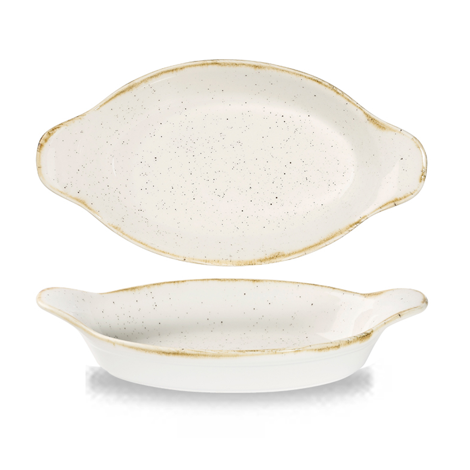 Auflaufform oval mit Griffen 0,38l/23,2 x 12,5 cm, Stonecast Barley White