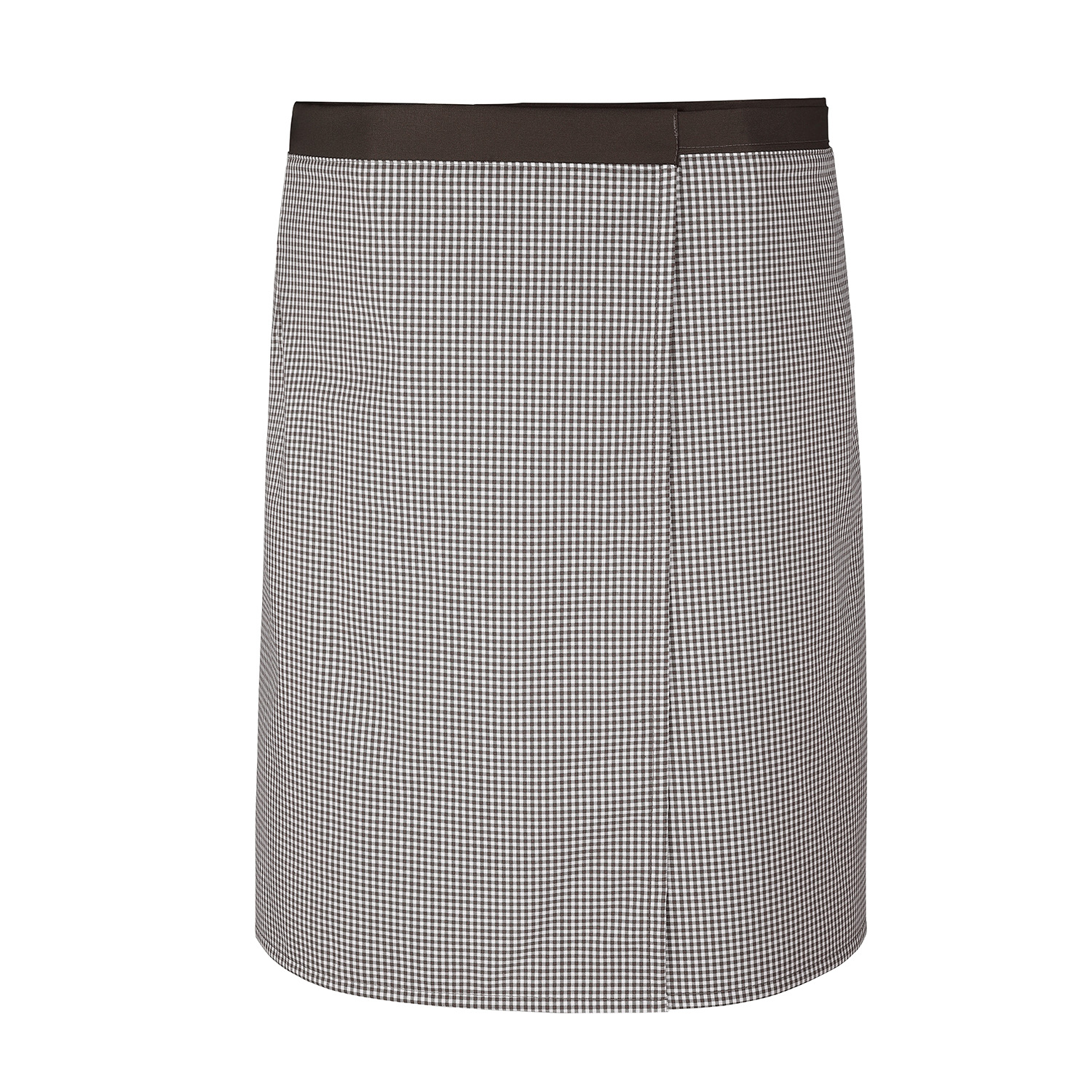 Wickel-Bistroschürze 60 x 145 cm, pepita braun/weiß mit Bund und Bindebänder in braun Wickel-Bistroschürze 60 x 145 cm, pepita braun/weiß mit Bund und Bindebänder in braun