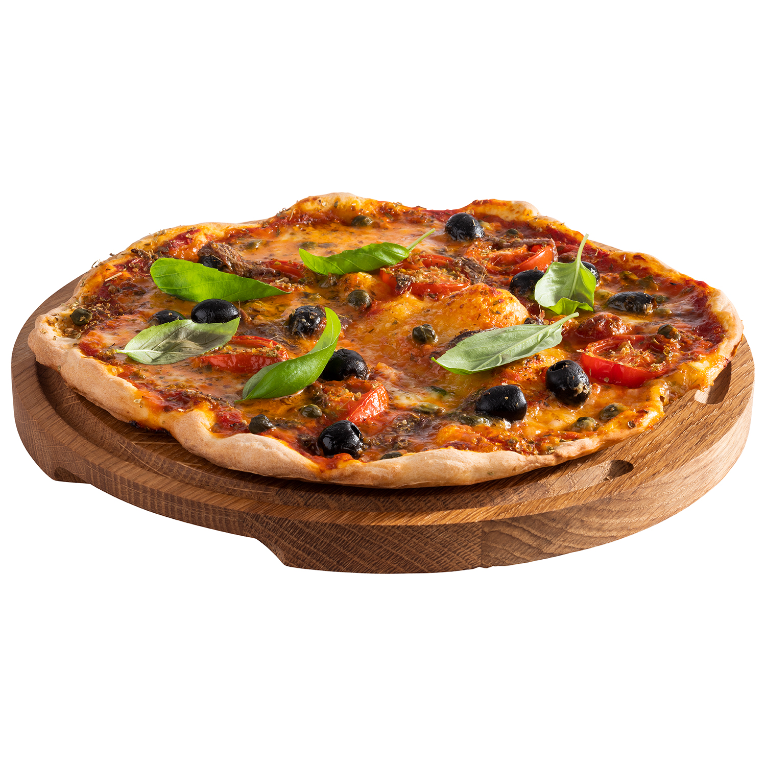 Servierbrett -PIZZA- Eichenholz geölt, Ø 29 cm, H: 2 cm             