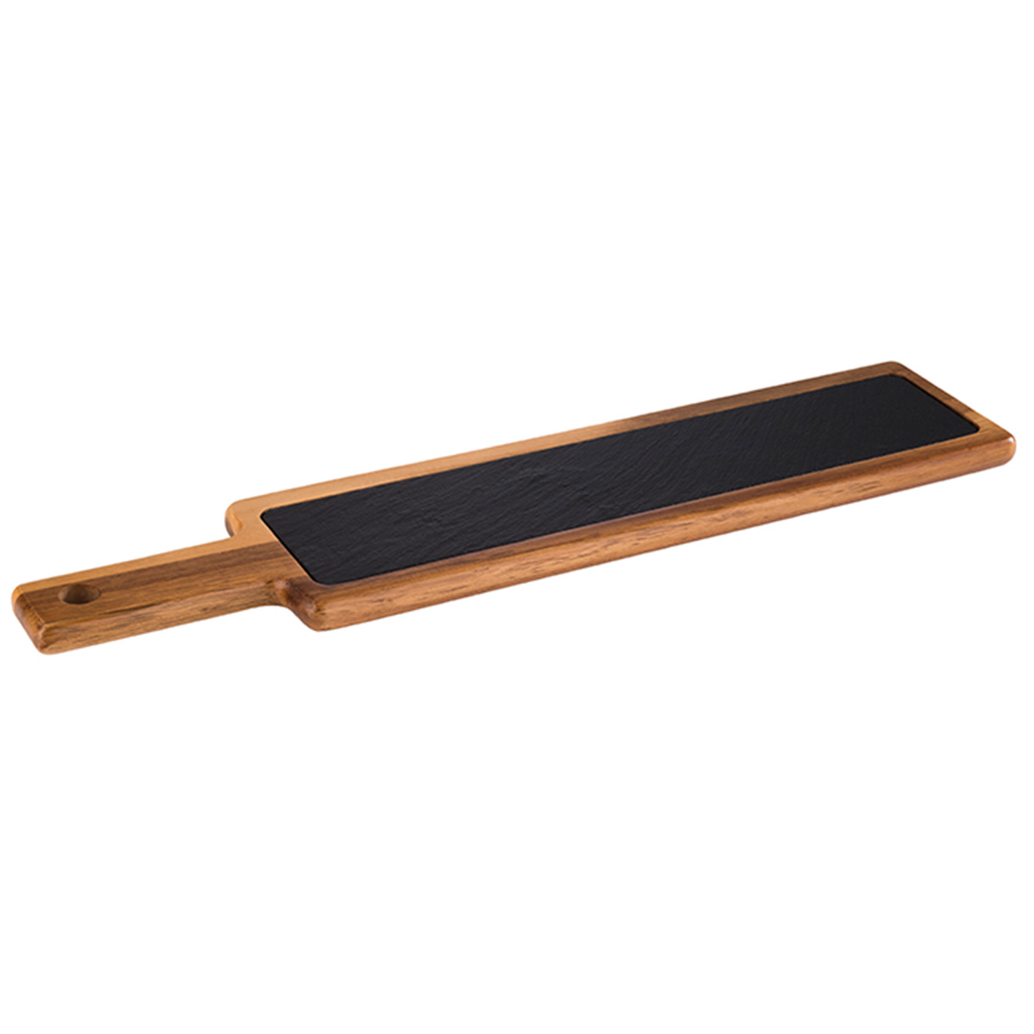 Servierbrett, 2-teilig 43 x 12 cm, H: 2 cm Akazienholz, Naturschiefer 
