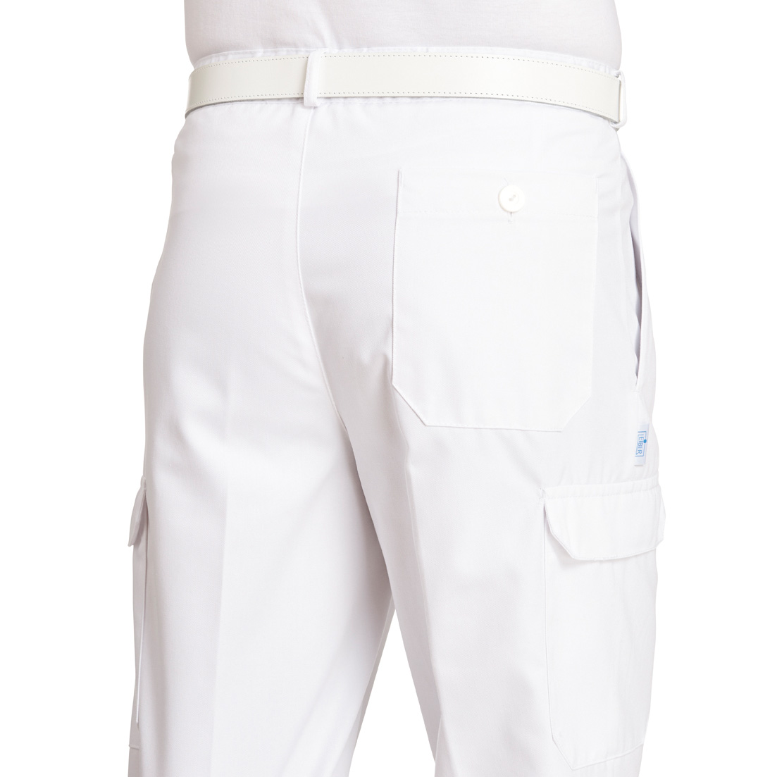 Herren-Bäckerhose/Kochhose, Comfort-Style, Bund mit Gummizug hinten, weiß