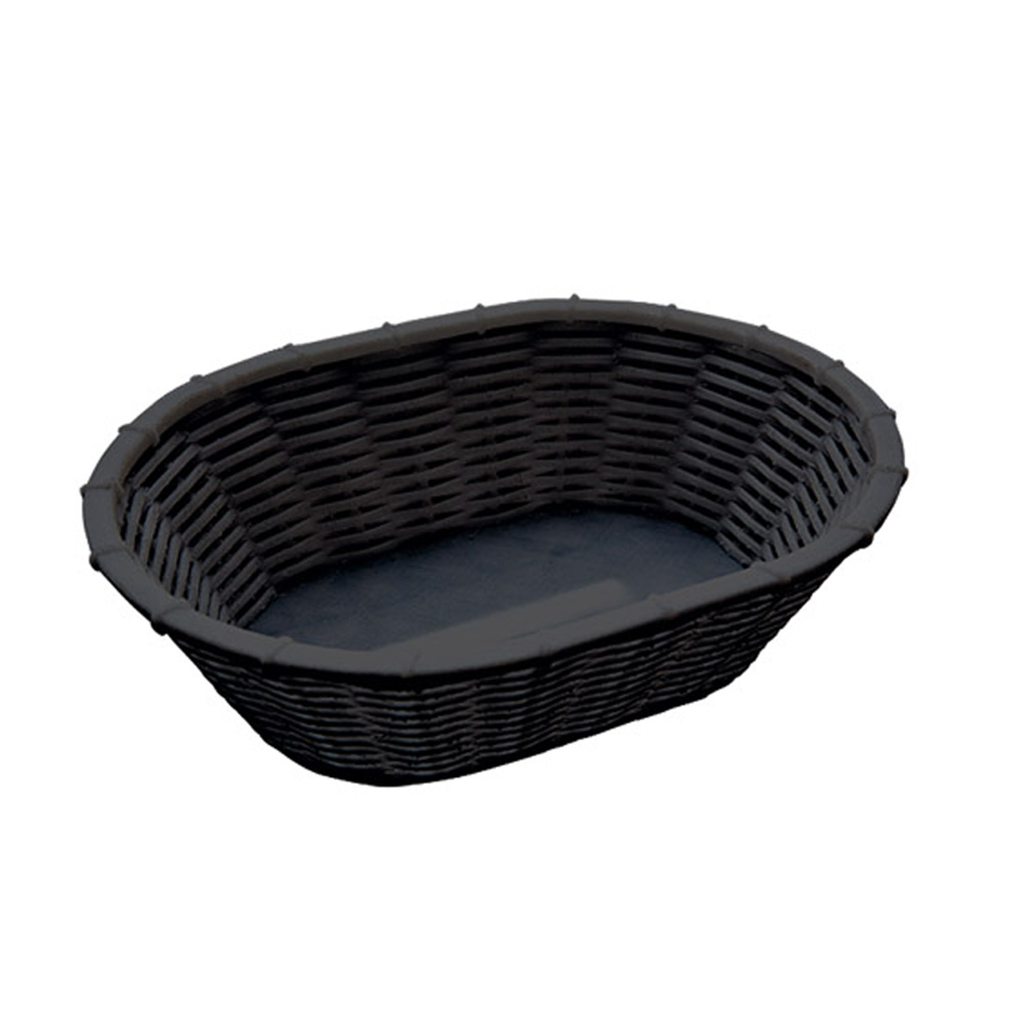 Brot- und Obstkorb -WICKER-LOOK- 23 x 17 cm, H: 6,5 cm, oval Polypropylen, schwarz 
