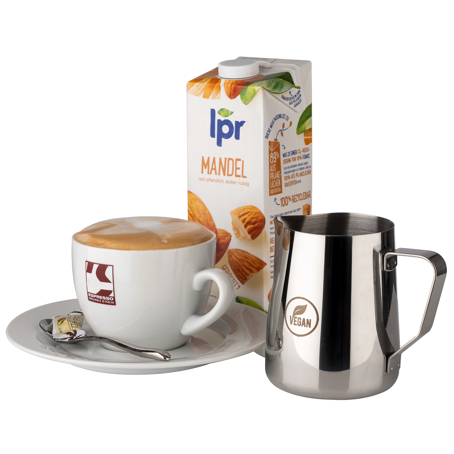 Milch- / Universalkanne Ø 10,5 cm, H: 13 cm, 0,8 Liter, mit Gravur "VEGAN" Milch- / Universalkanne Ø 10,5 cm, H: 13 cm, 0,8 Liter, mit Gravur "VEGAN"