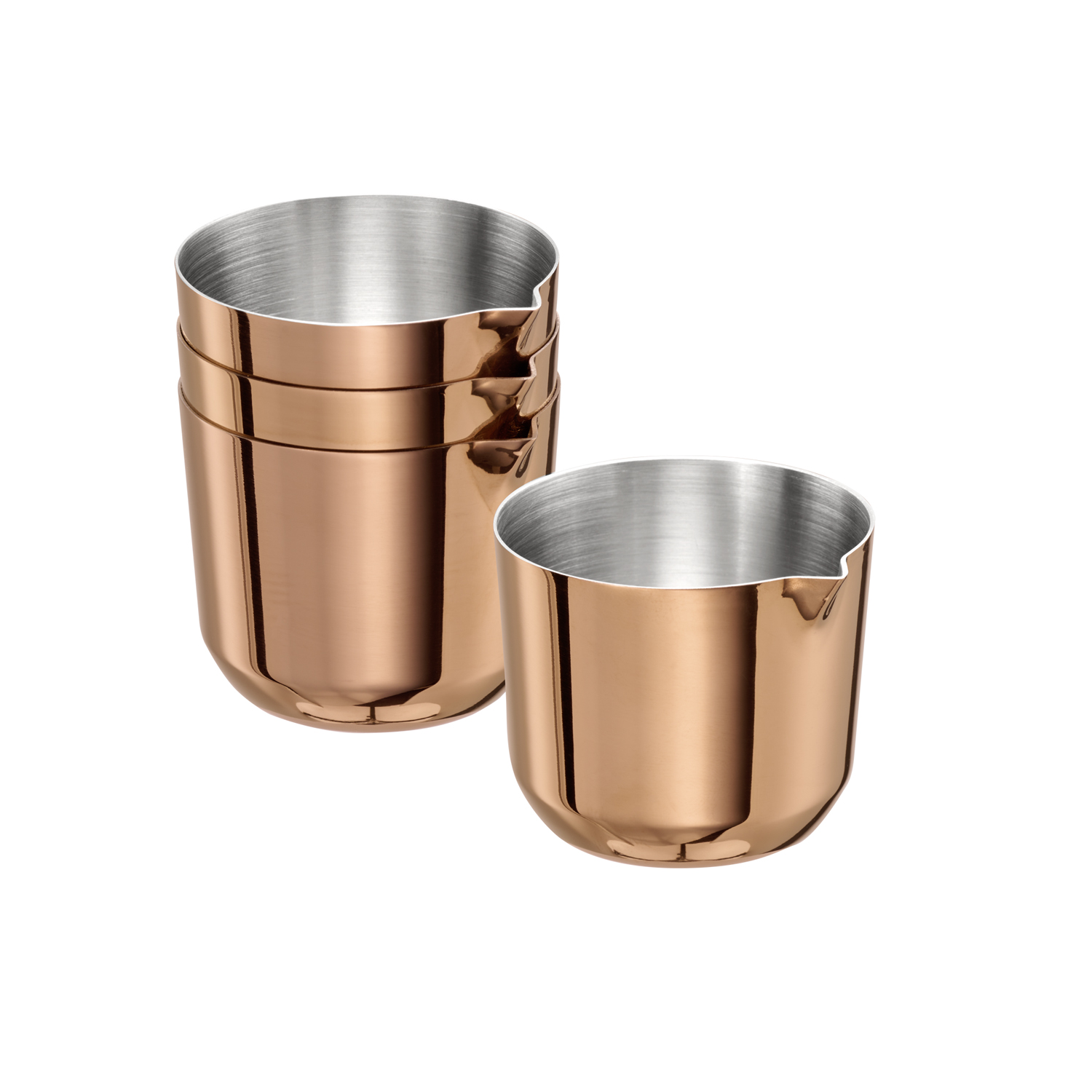 Gießer, ALLURE, 4er Set ø 4,5 cm, H: 4 cm, 30 ml, Edelstahl Kupfer Look