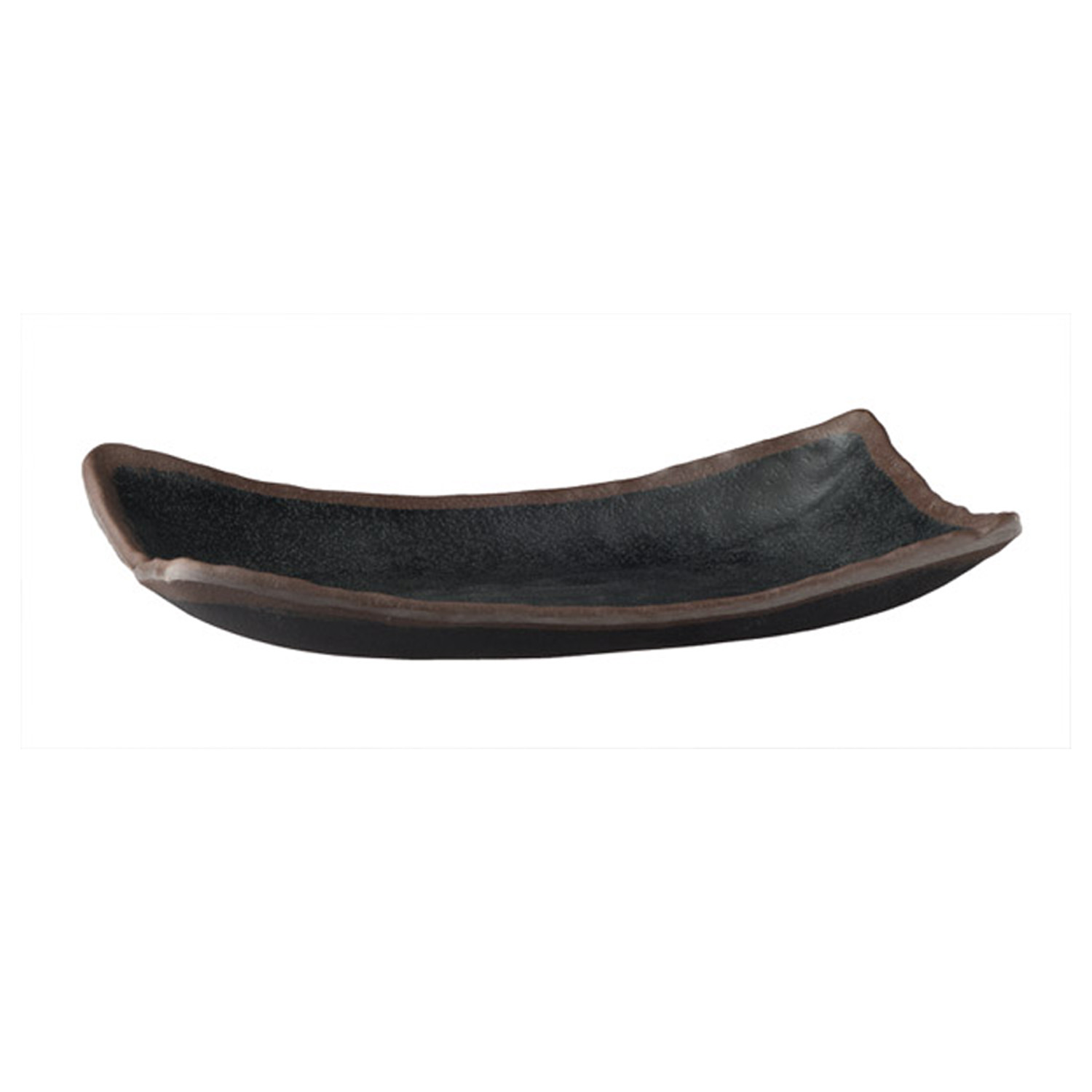 Tablett -MARONE- 26,5 x 16,5 cm, H: 4 cm Melamin, schwarz mit braunem Rand 