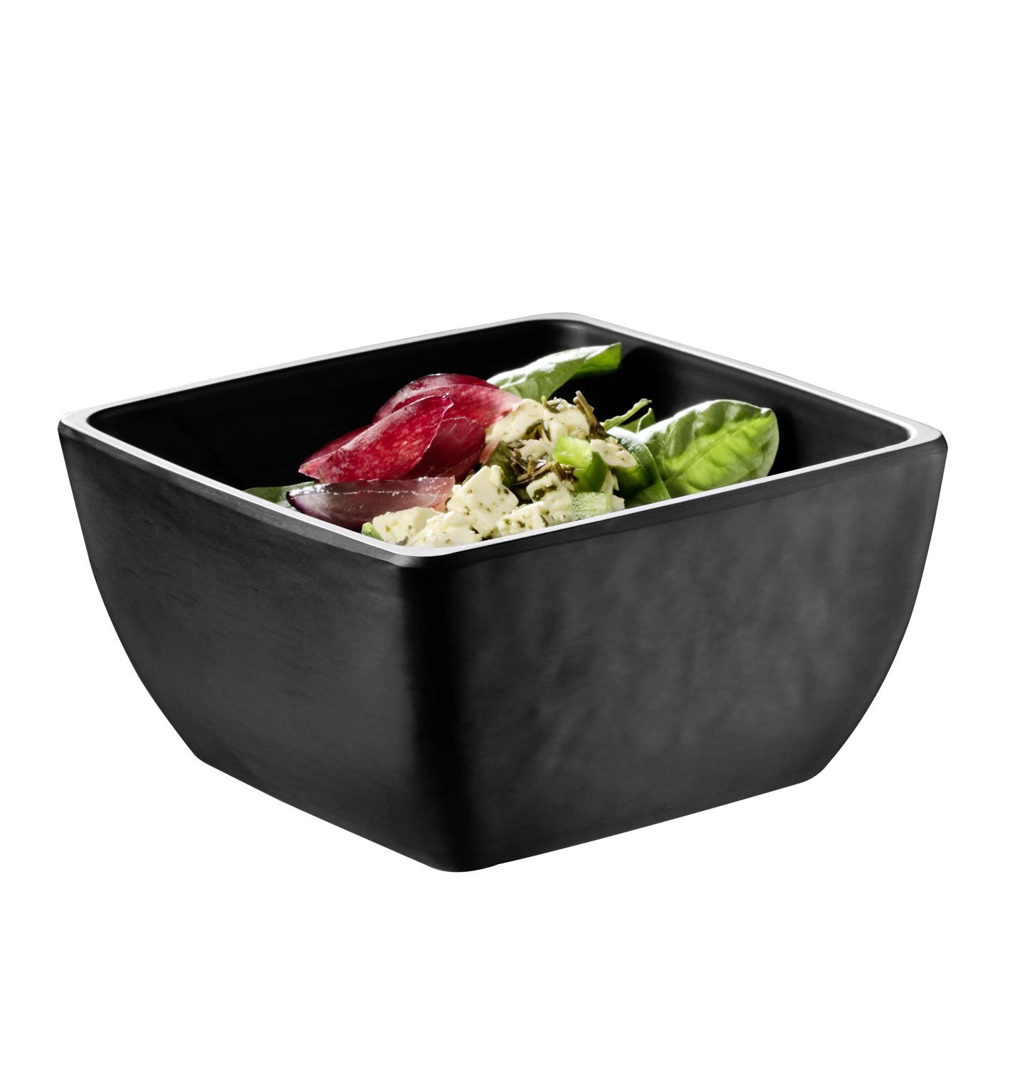 Schale -SLATE- 12,5 x 12,5 cm, H: 6,5 cm Melamin, schwarz, Schieferlook