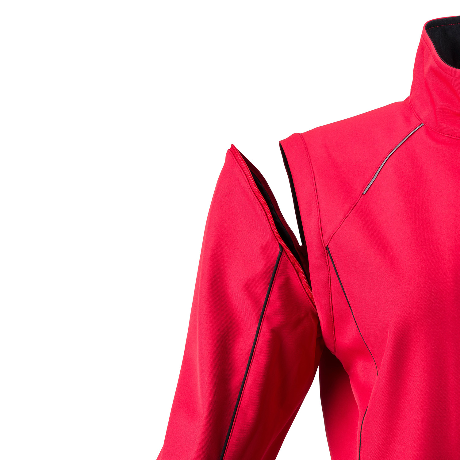 Damen-Softshelljacke Zip-Off, rot/schwarz