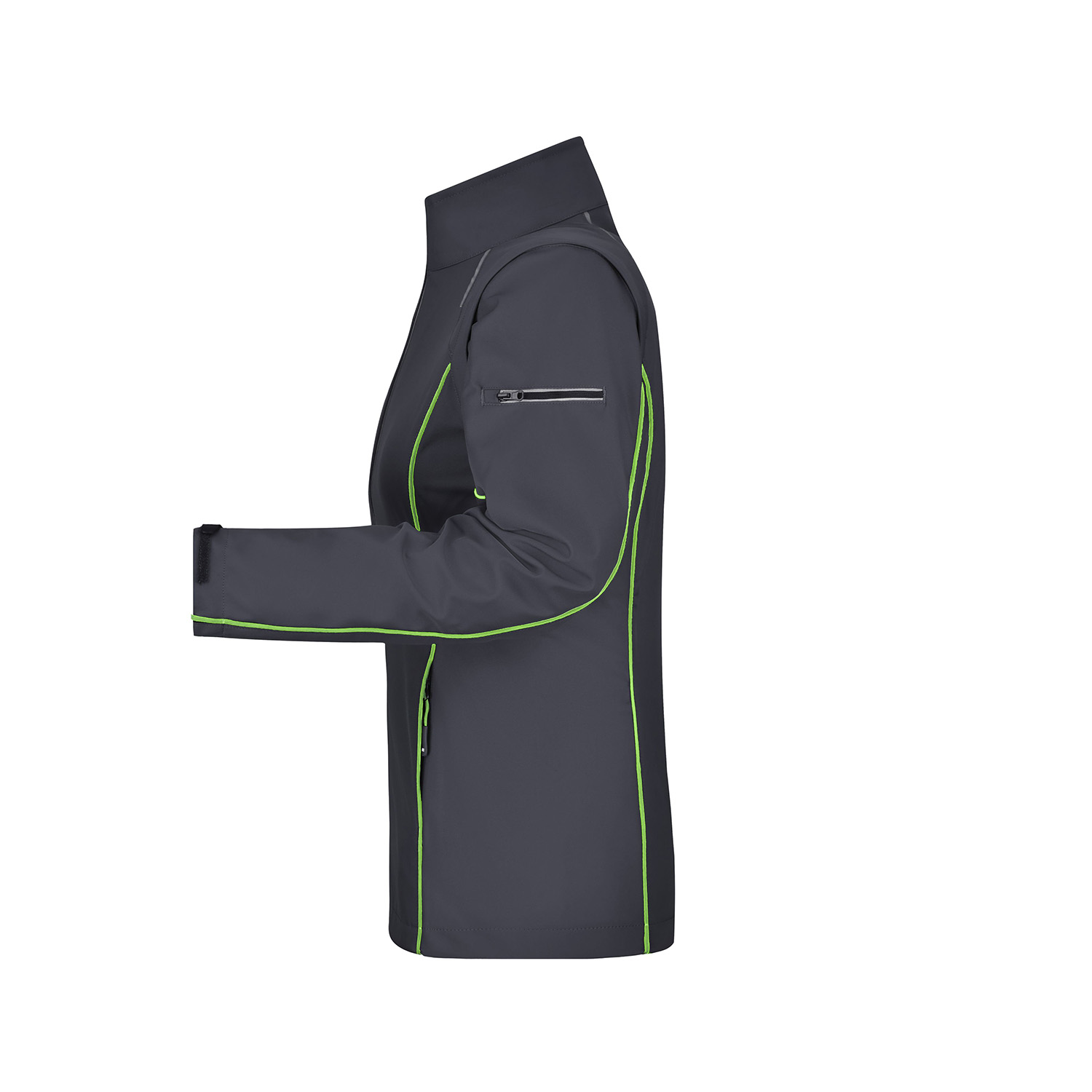 Damen-Softshelljacke Zip-Off, eisengrau/grün