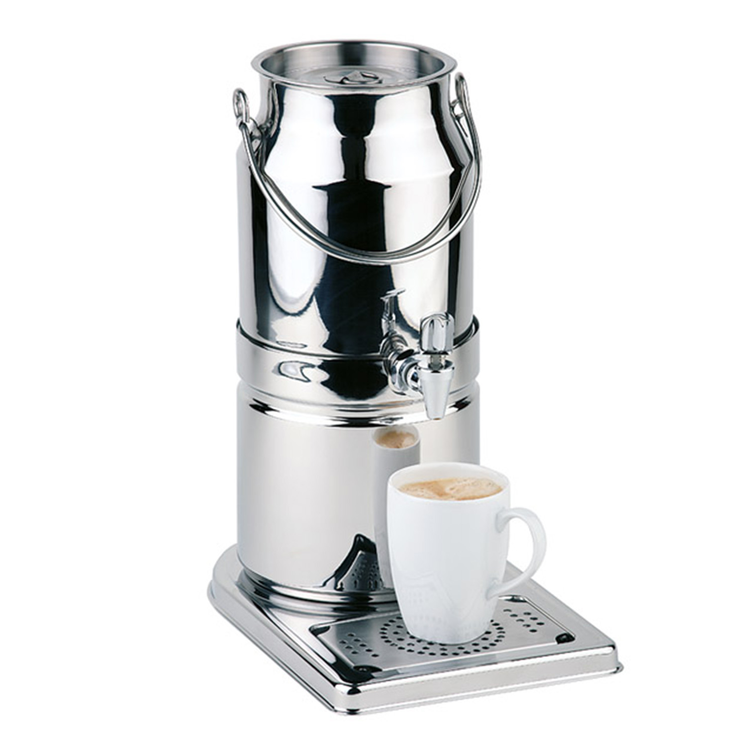 Milchkanne -TOP FRESH- 21 x 32 cm, H: 39 cm 18/8 Edelstahl, 1 Kühlakku im Standfuß  