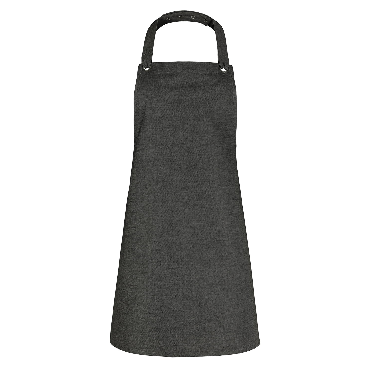 Latzschürze Emilia 85 x 80 cm, Jeanslook anthrazit, Nackenband 3,5 cm breit, mit 4 Druckknöpfen, 