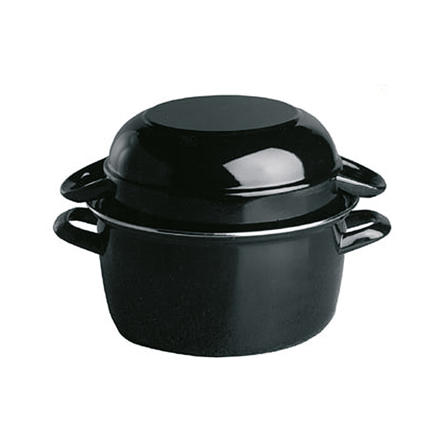 Servier-Muscheltopf für 1 kg Ø 18 cm schwarz emailiertes Stahlblech