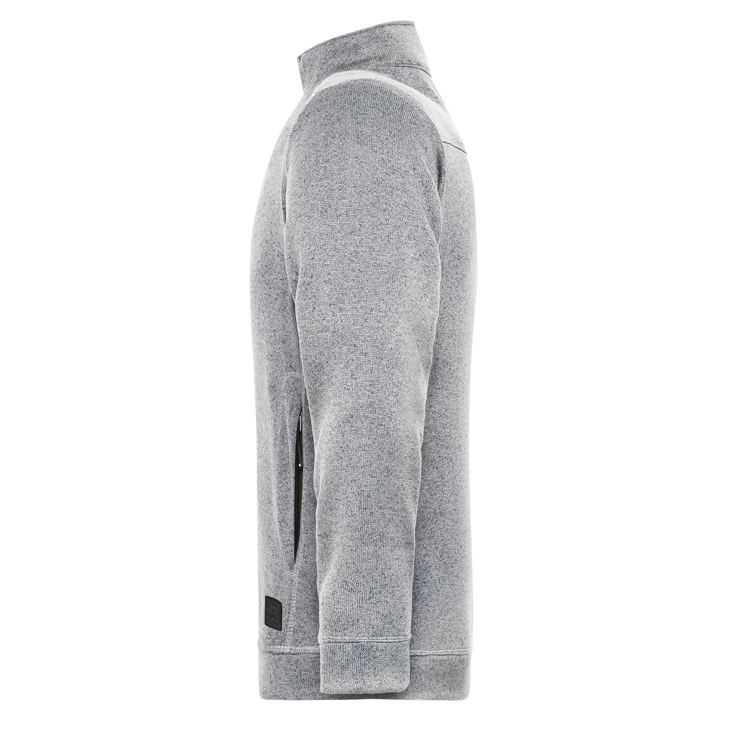 Herren-Strickfleecejacke Solid, weiß meliert/anthrazit