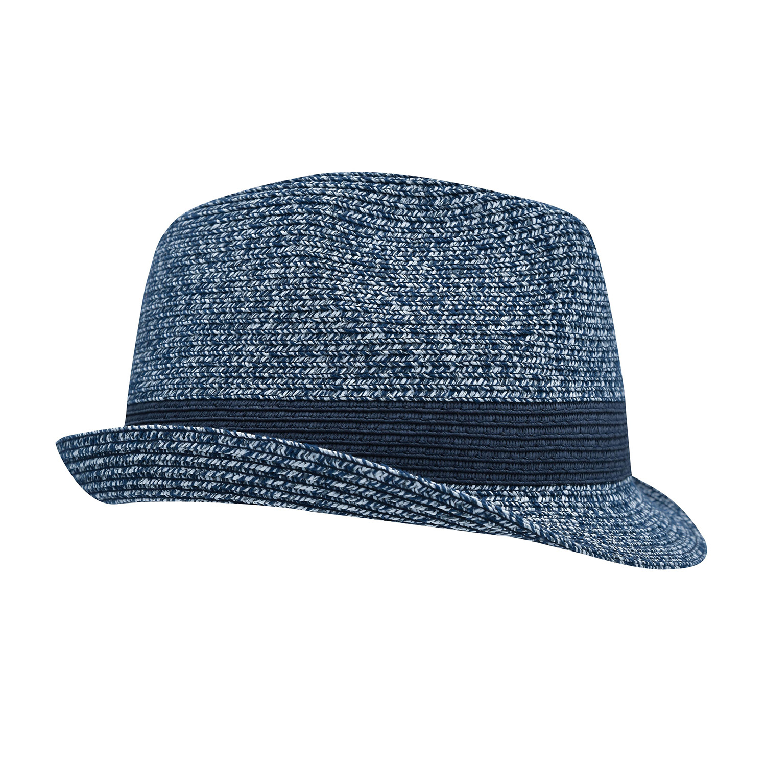 Melange-Hut, Flechtoptik, unifarbene Hutband-Optik, navy-melange