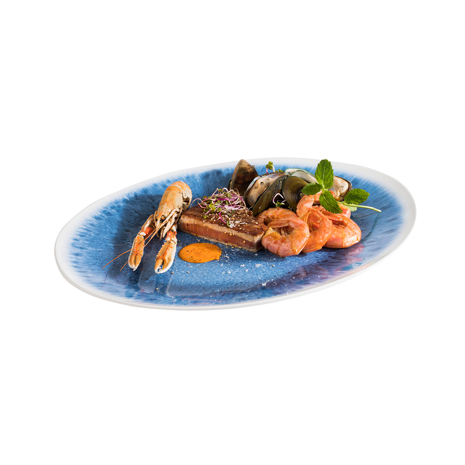 Tablett -BLUE OCEAN- 48 x 35,5 cm, H: 3 cm Melamin 