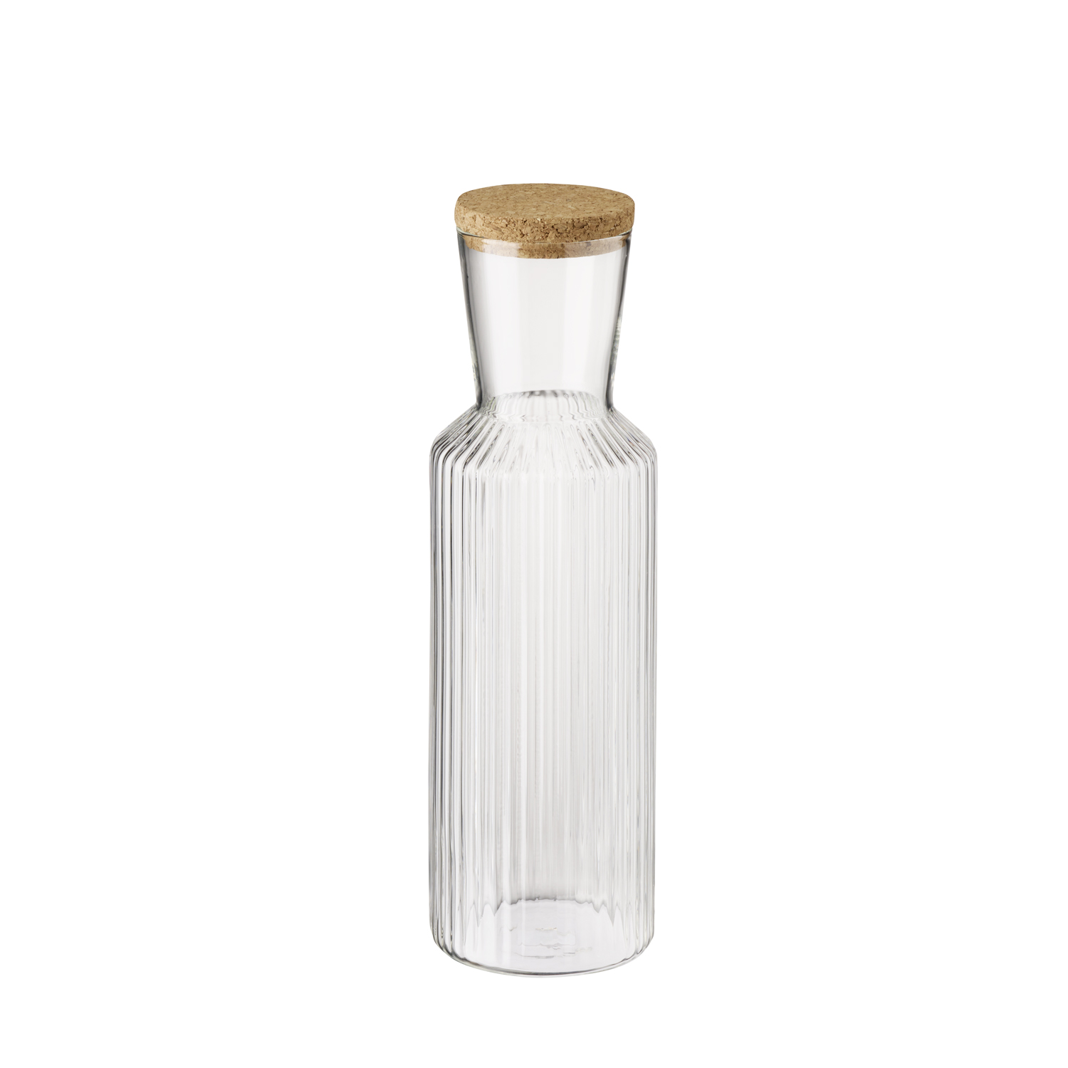 Glaskaraffe LINES mit Deckel aus Kork, ø 9 cm, H: 27,5 cm, 1,0l