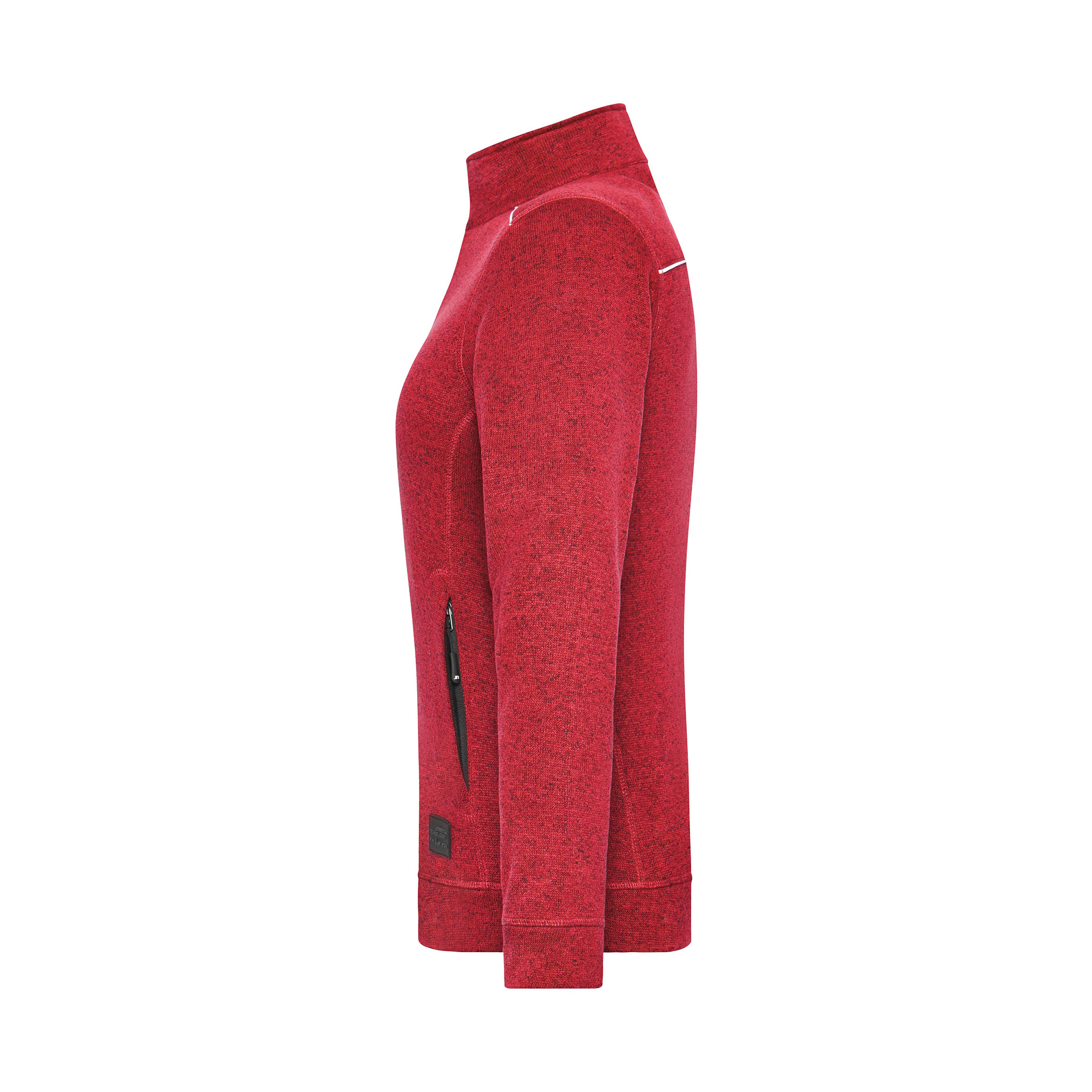 Damen-Strickfleecejacke Solid, rot meliert/schwarz