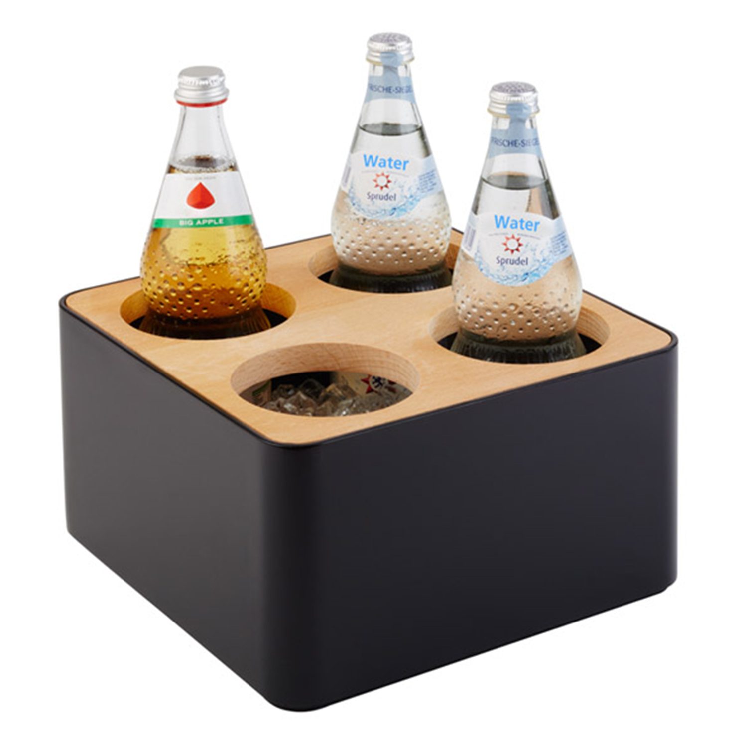 Besteckbehälter 27 x 27 cm, H: 15 cm SAN, schwarz, Holz 