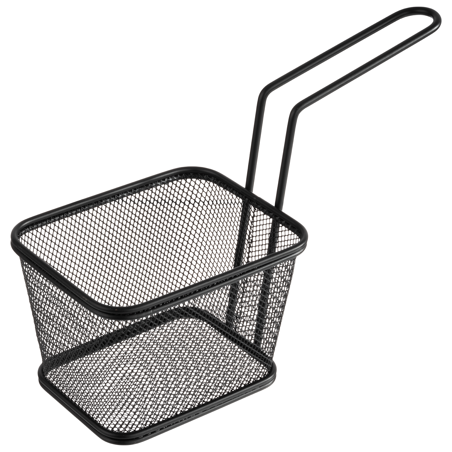 Servier-Frittierkorb -SNACKHOLDER- 13 x 10,5 cm, H: 9 cm, Griff 13,5 cm, Edelstahl, schwarz matt