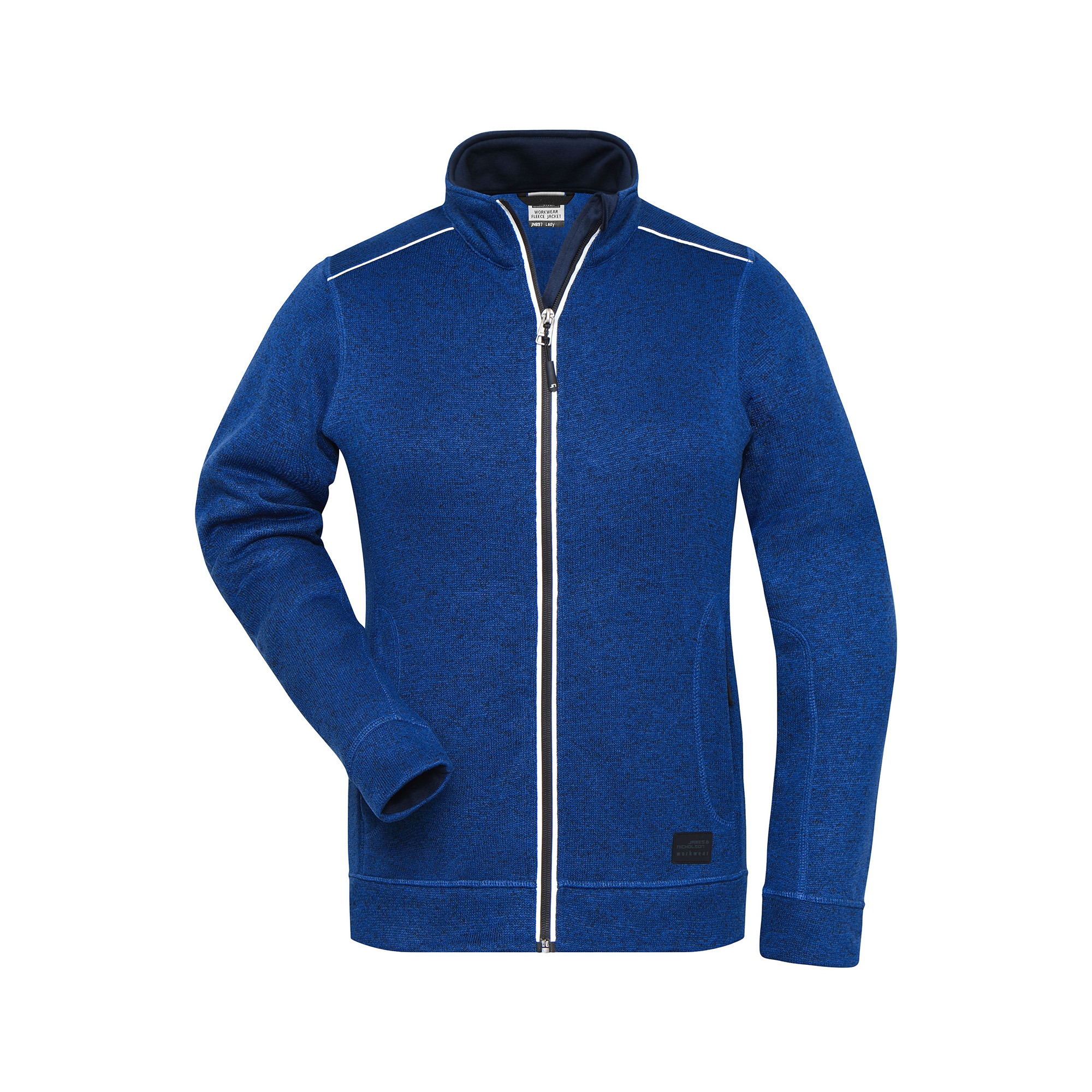 Damen-Strickfleecejacke Solid, darkroyal meliert/marine