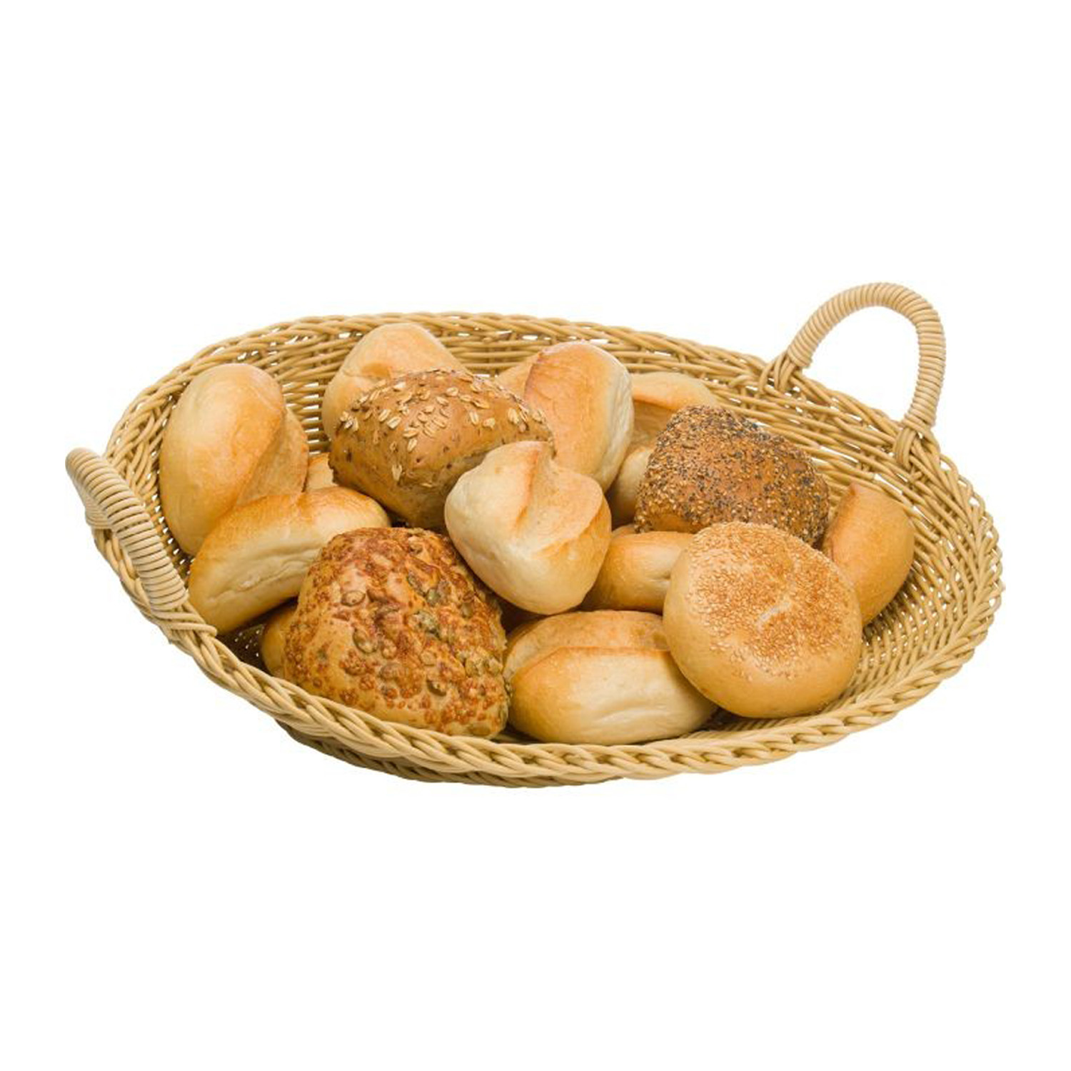 Korbschütte mit Griff Ø 46 cm, Höhe 18,5 cm, hellbeige