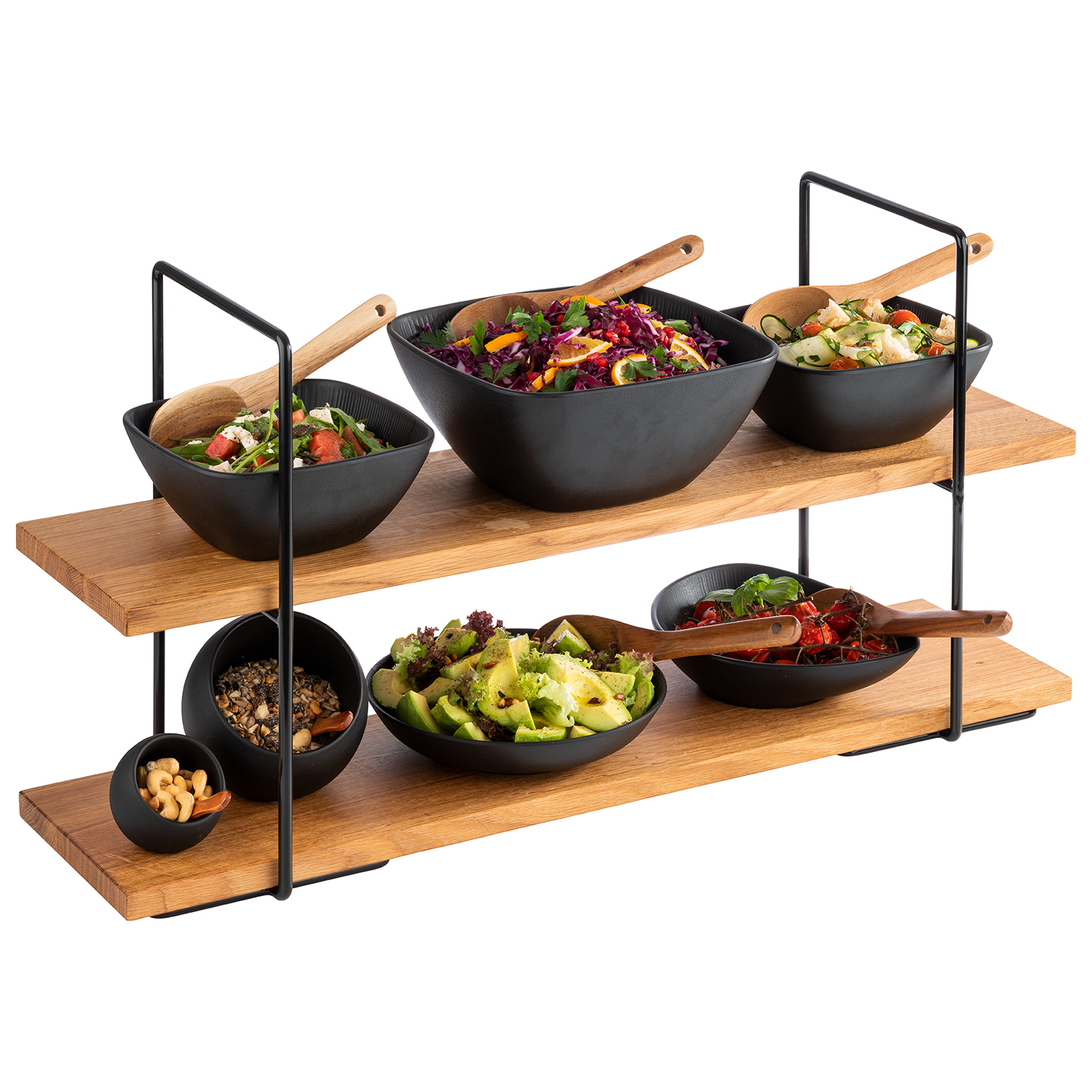 2-stufige Etagère 80 x 23 cm, H: 40,5 cm 4 tlg. 2-stufige Etagère 80 x 23 cm, H: 40,5 cm 4 tlg.