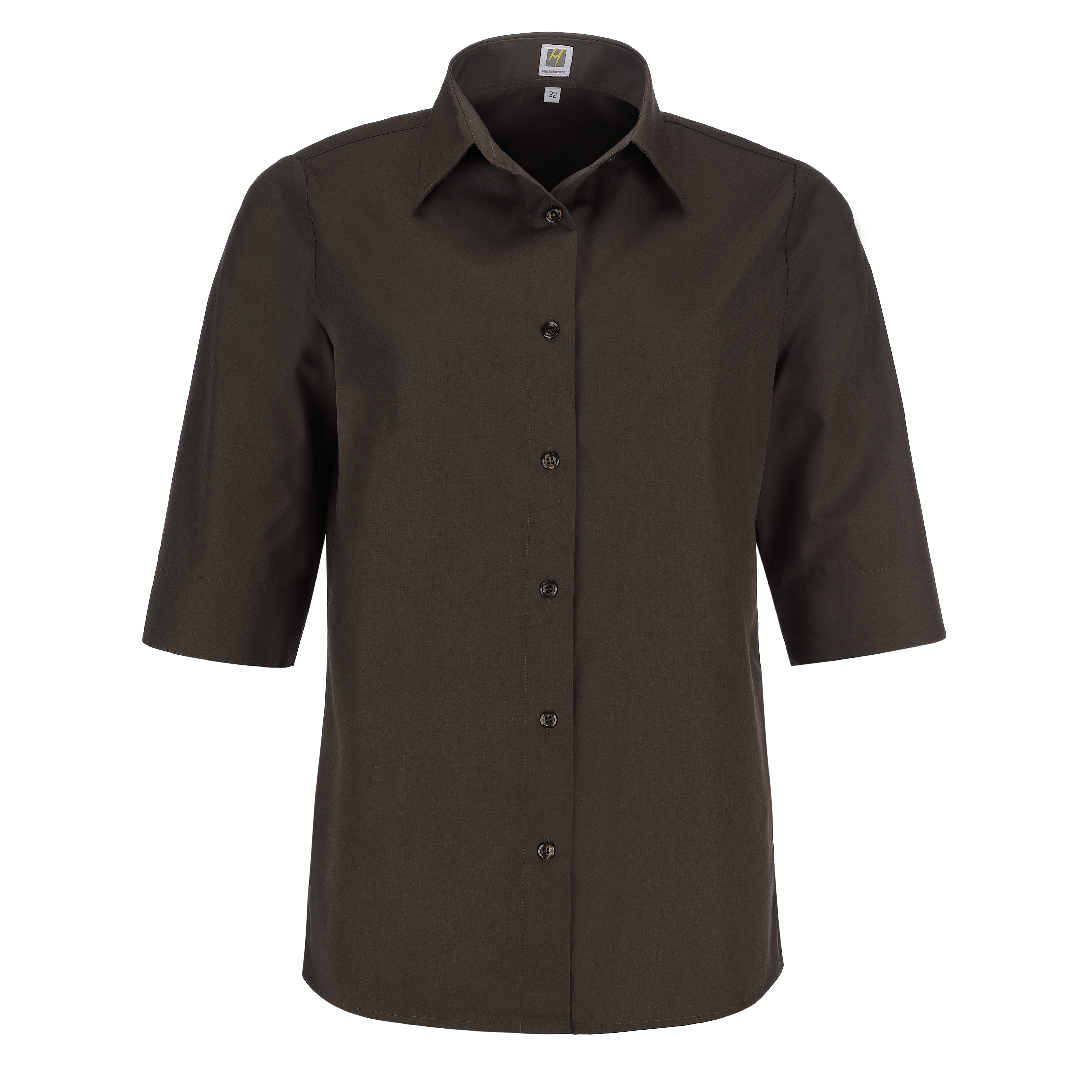 Damenbluse Laura, 3/4 Arm, braun, untailliert