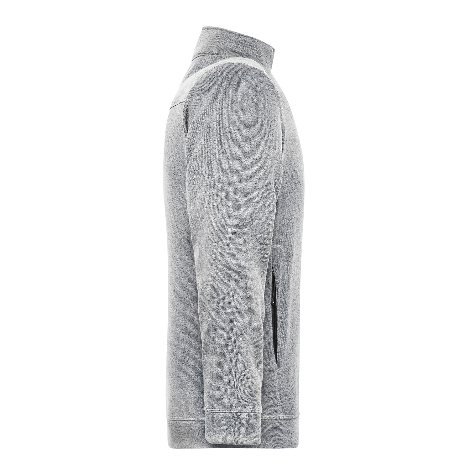 Herren-Strickfleecejacke Solid, weiß meliert/anthrazit