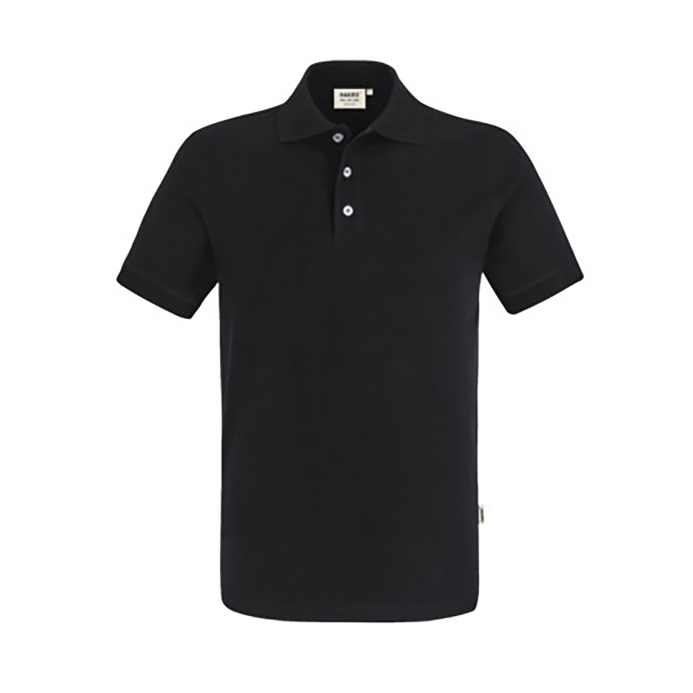 Unisex-Poloshirt Stretch mit kontrastfarbenen Knöpfen, schwarz