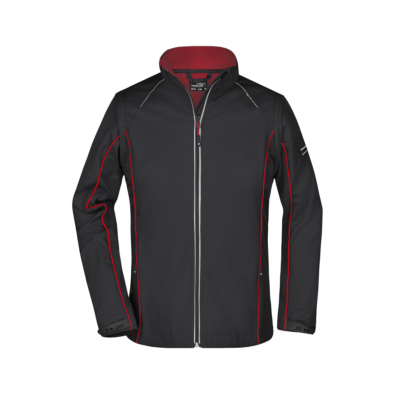 Damen-Softshelljacke Zip-Off, schwarz/rot