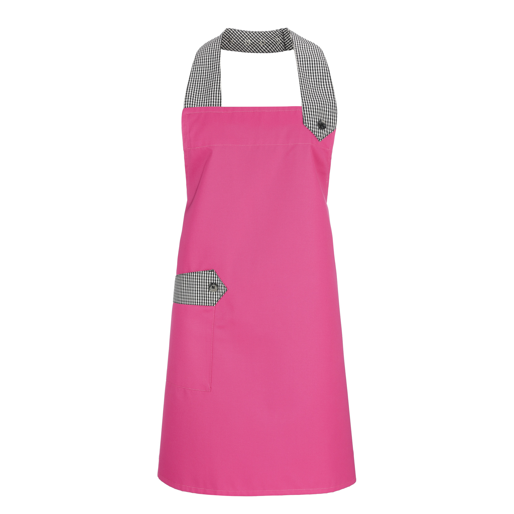 Latzschürze Emma 85 x 70 cm, magenta/pepita schwarz/weiß