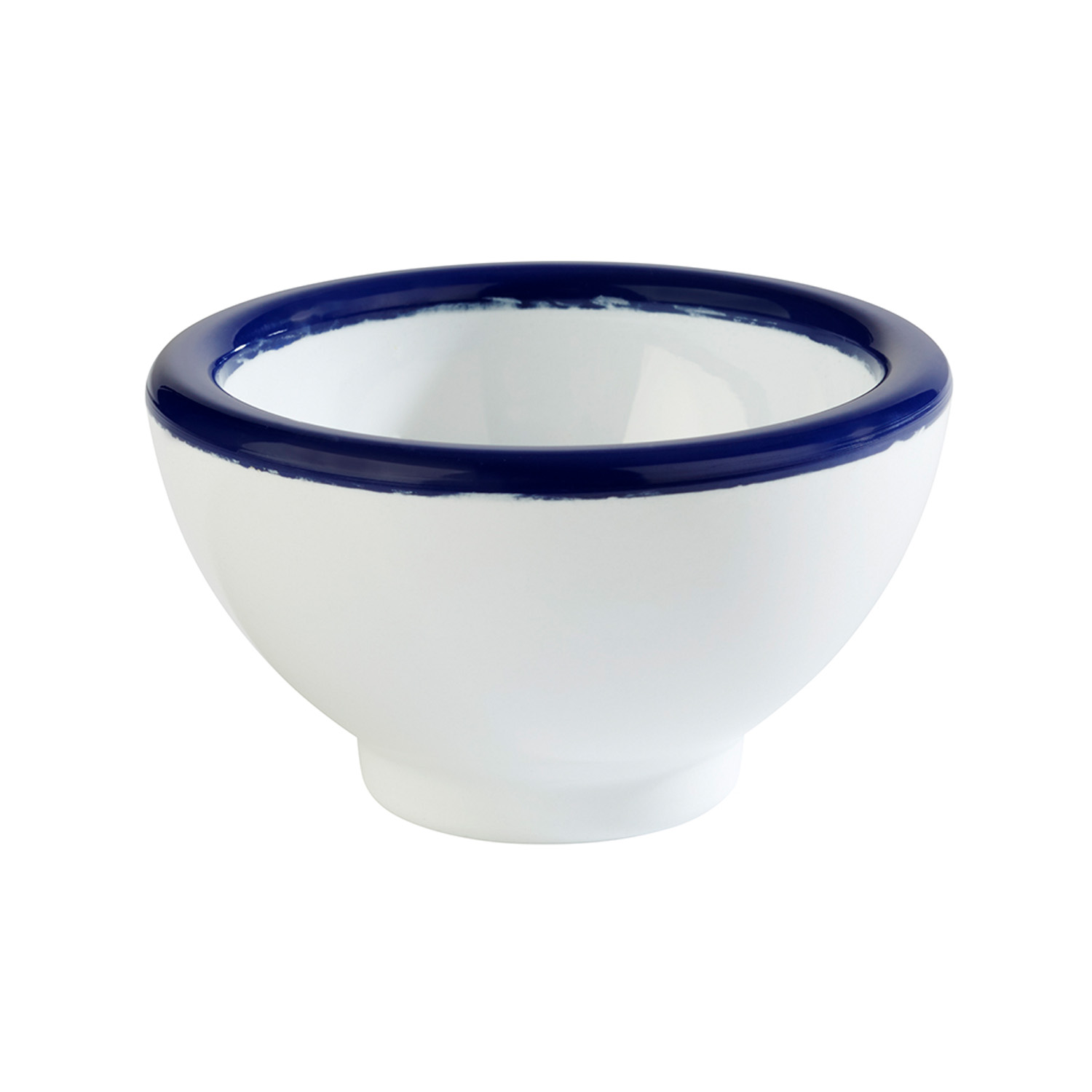 Schale -ENAMEL LOOK- Ø 5,5 cm, H: 4 cm Melamin, weiß, blauer Rand 