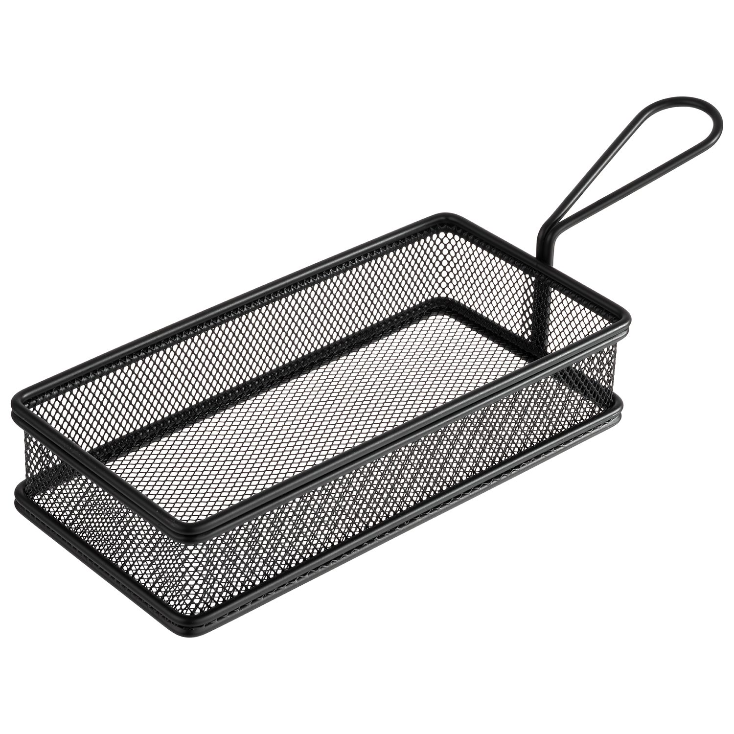 Servier-Frittierkorb -SNACKHOLDER-21,5 x 10,5 cm, H: 4,5 cm, Griff 9,5 cm, Edelstahl, schwarz matt