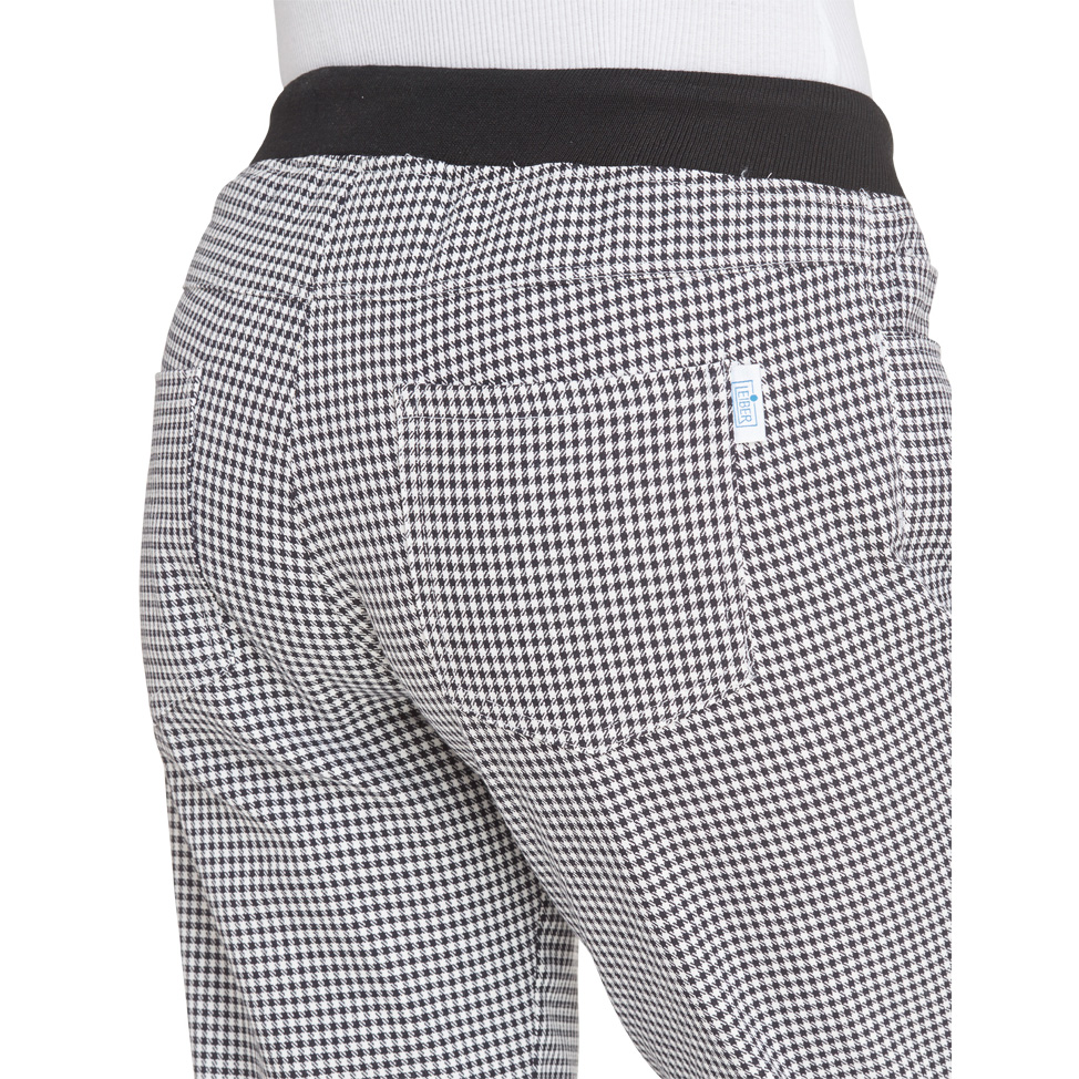 Damen Bäcker-/Kochhose, Strickbund mit Kordelzug, pepita schwarz-weiß