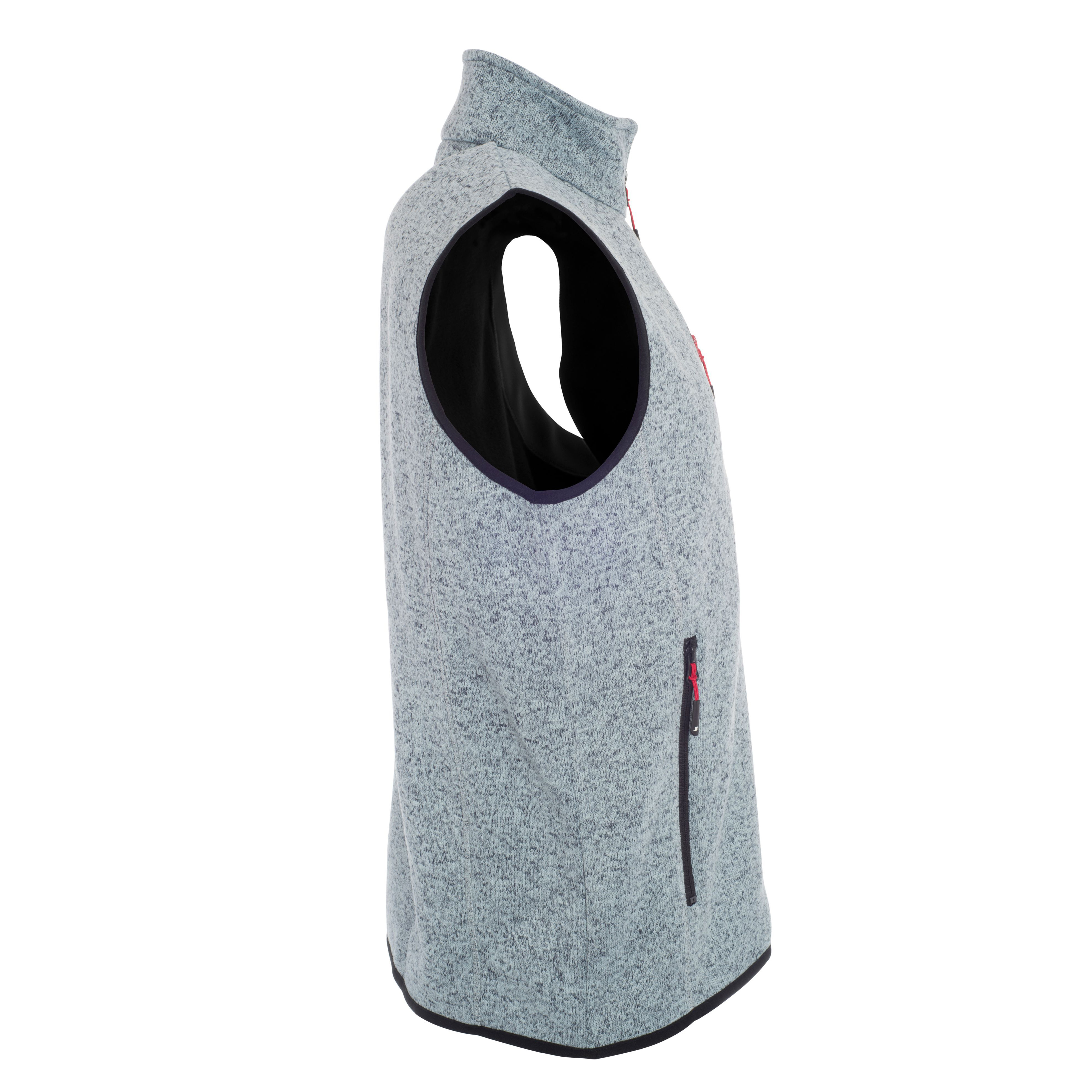 Herren-Strickfleece-Weste, light-grey-melange red
