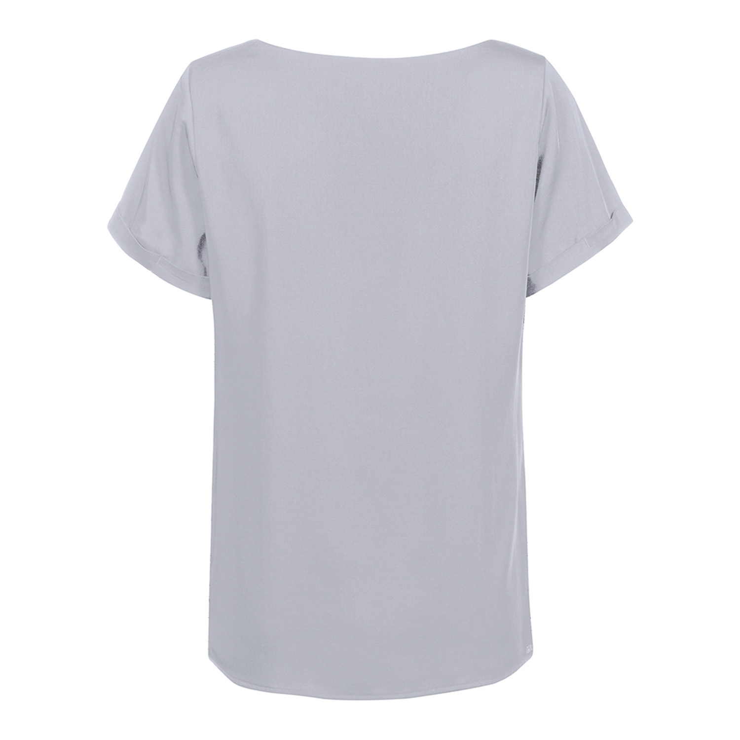Chiffon-Bluse RF, Kurzarm, Rundhalsausschnitt, silbergrau
