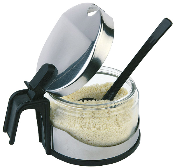 Parmesan-Menage -Economic- Ø 10,5 cm, H: 7 cm Edelstahl, ABS 