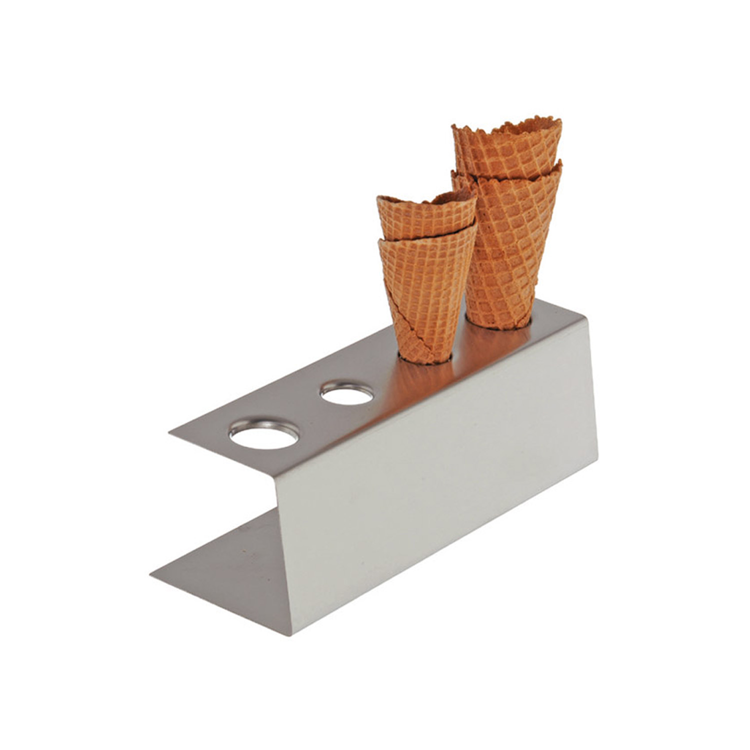Eiswaffel-Ständer 27,5 x 9,5 cm, H: 9 cm Edelstahl, matt poliert 