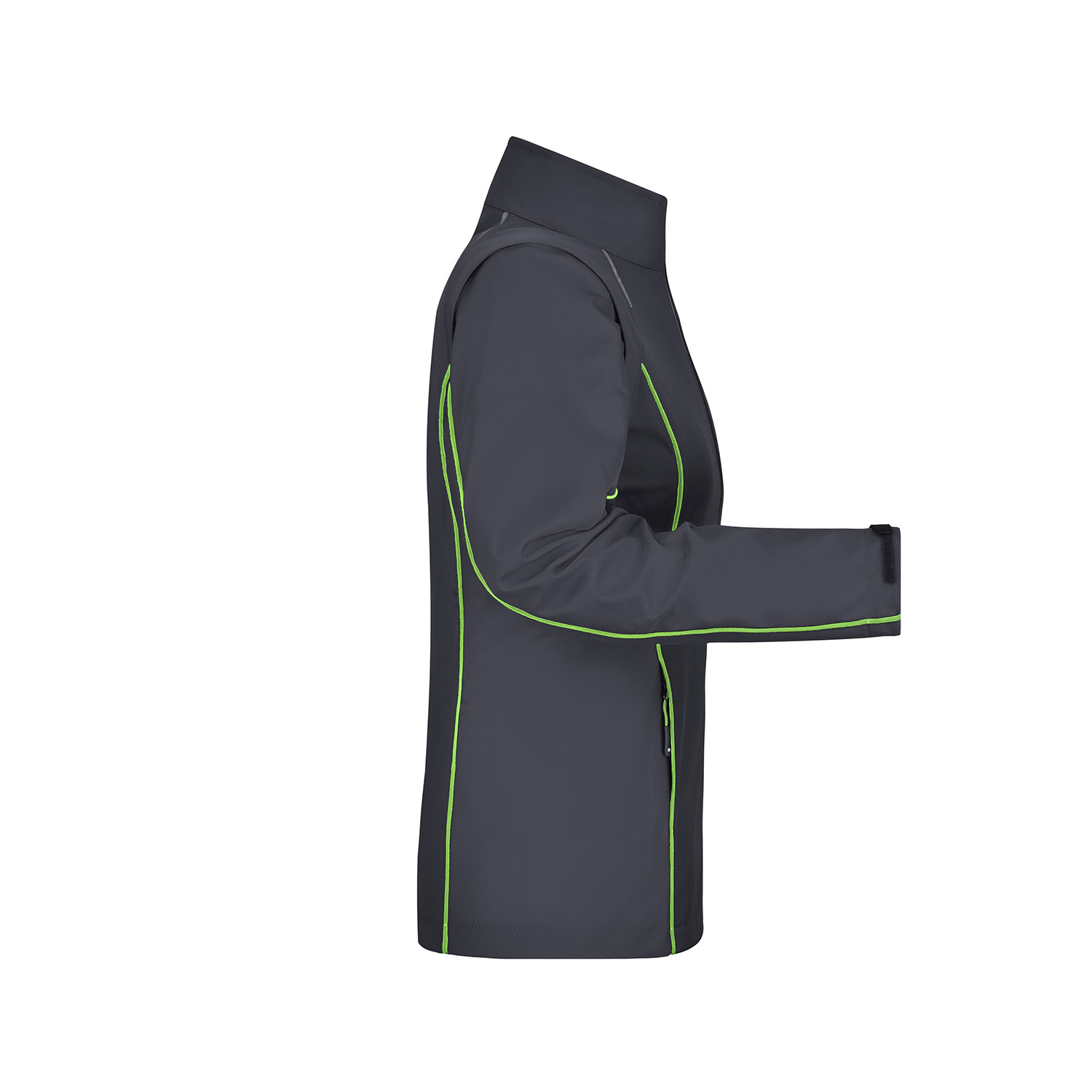 Damen-Softshelljacke Zip-Off, eisengrau/grün