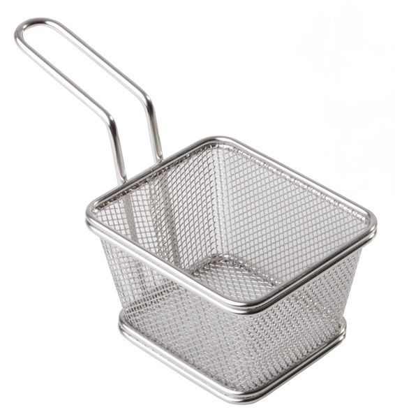 Servier-Frittierkorb -SNACKHOLDER- 10 x 8,5 cm, H: 6,5 cm, Griff 9 cm, Edelstahl