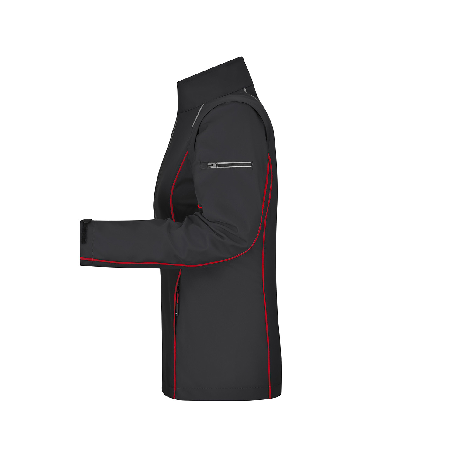 Damen-Softshelljacke Zip-Off, schwarz/rot