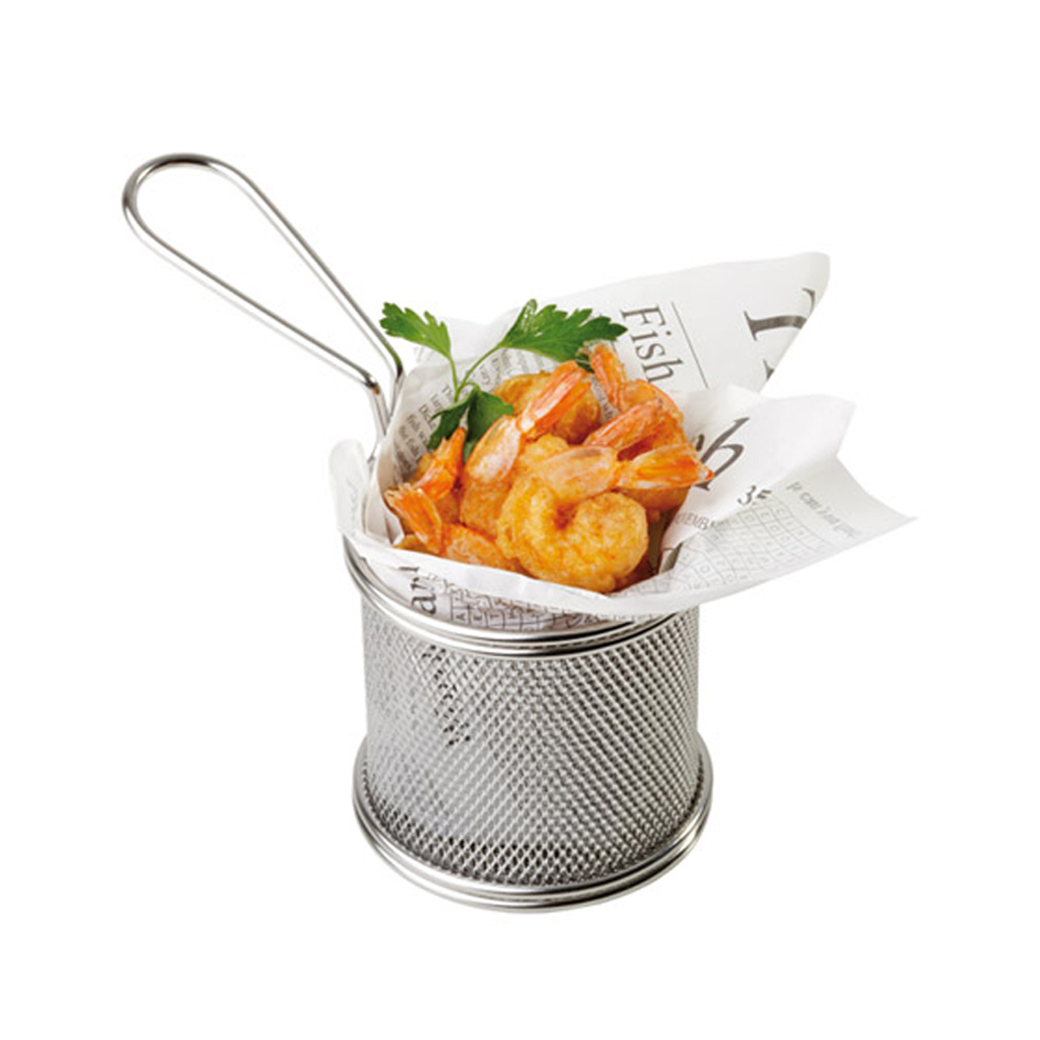 Servier-Frittierkorb -SNACKHOLDER-  Ø 9 cm, H: 8,5 cm, Griff 9 cm, Edelstahl 