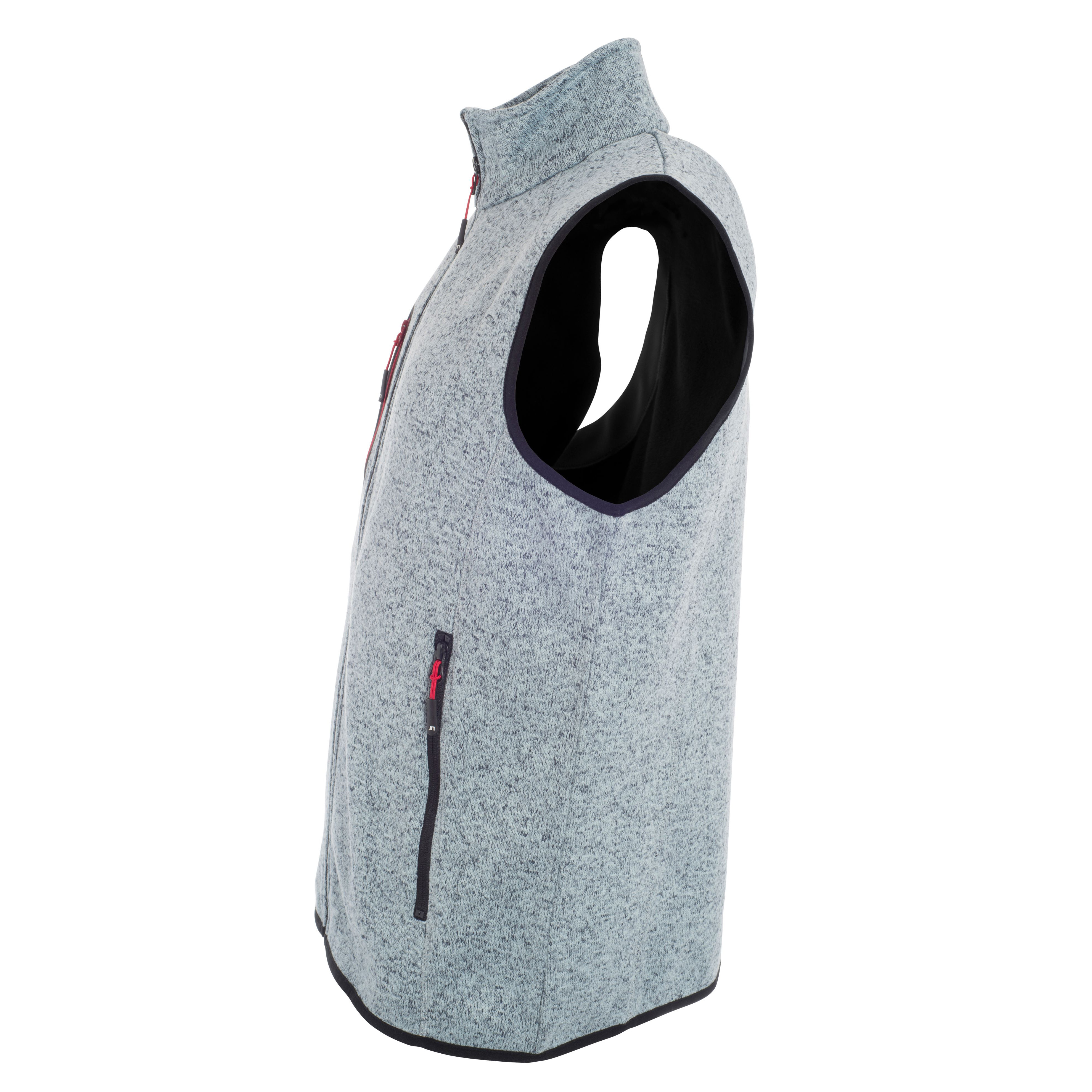 Herren-Strickfleece-Weste, light-grey-melange red
