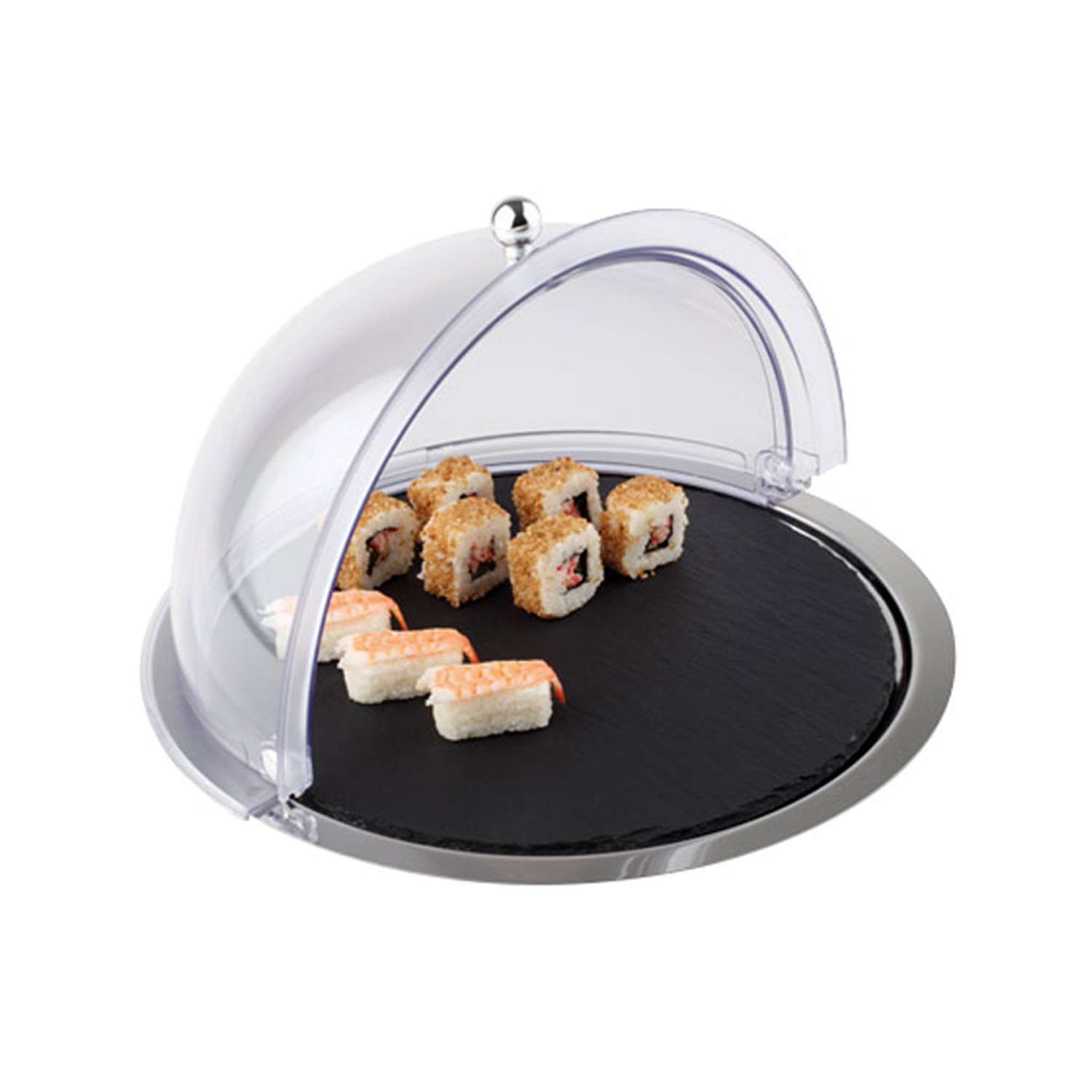 Rolltop-Set, 3-teilig Ø 38 cm, H: 24 cm 1 Edelstahltablett Ø 38 cm 